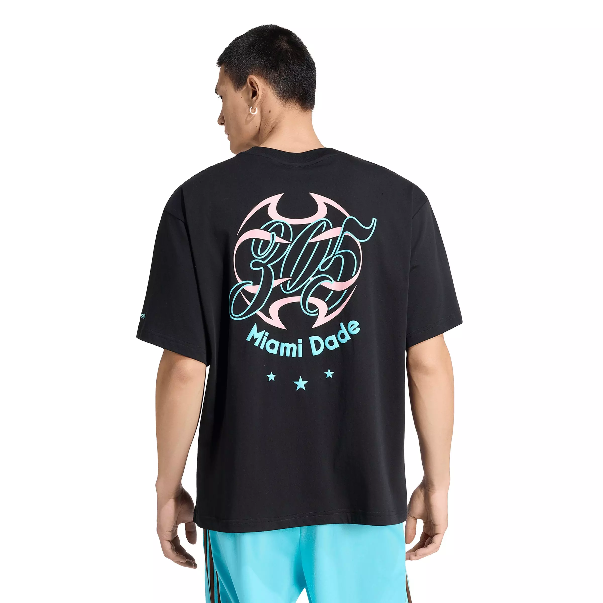 adidas Originals Men's FIFA World Cup 26&trade; Host City Miami T-Shirt - Black/Aqua - BLACK/AQUA