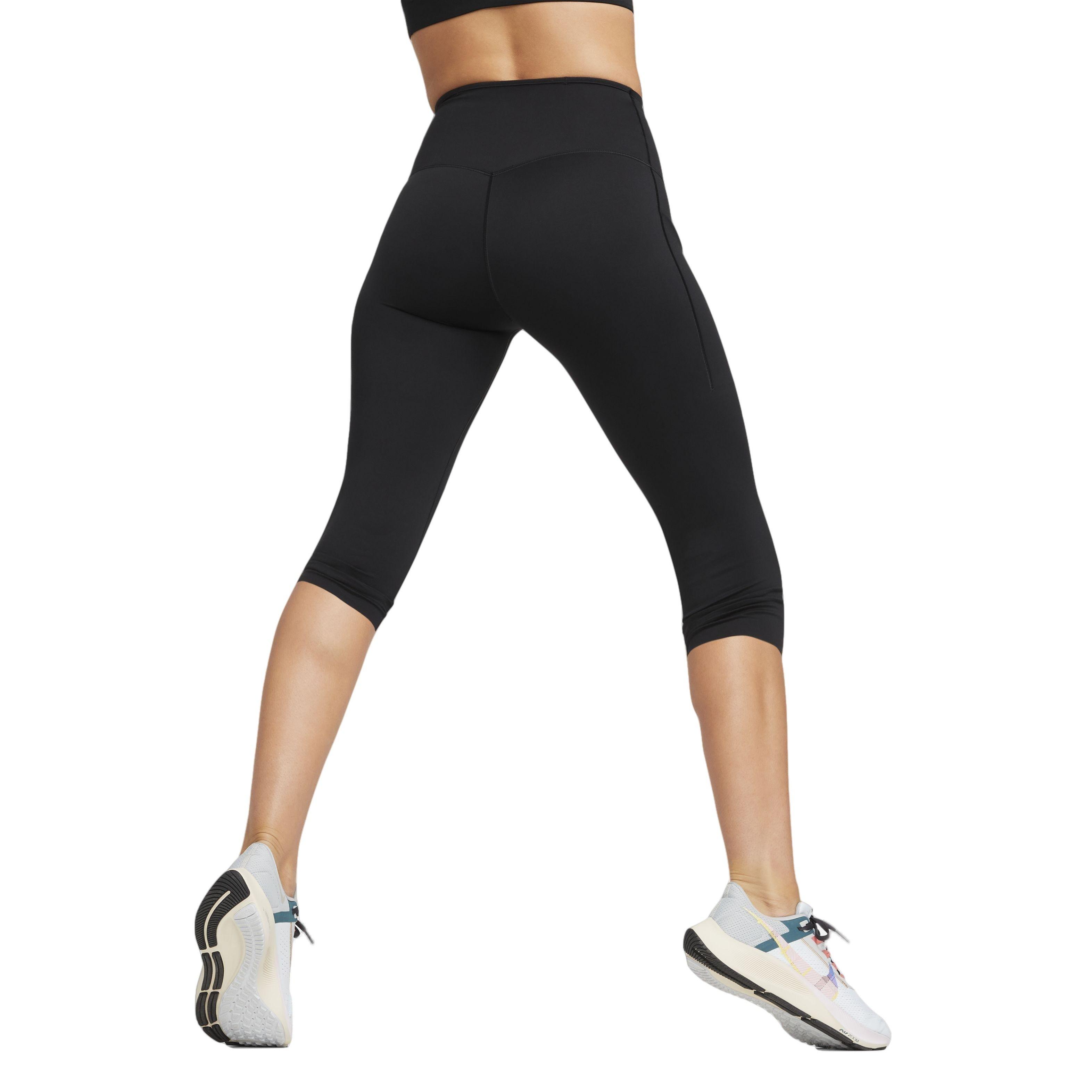 Nike Women's Dri-FIT Go Firm-Support HW Capri Leggings w/ Pockets-Black - BLACK Thumbnail View 2