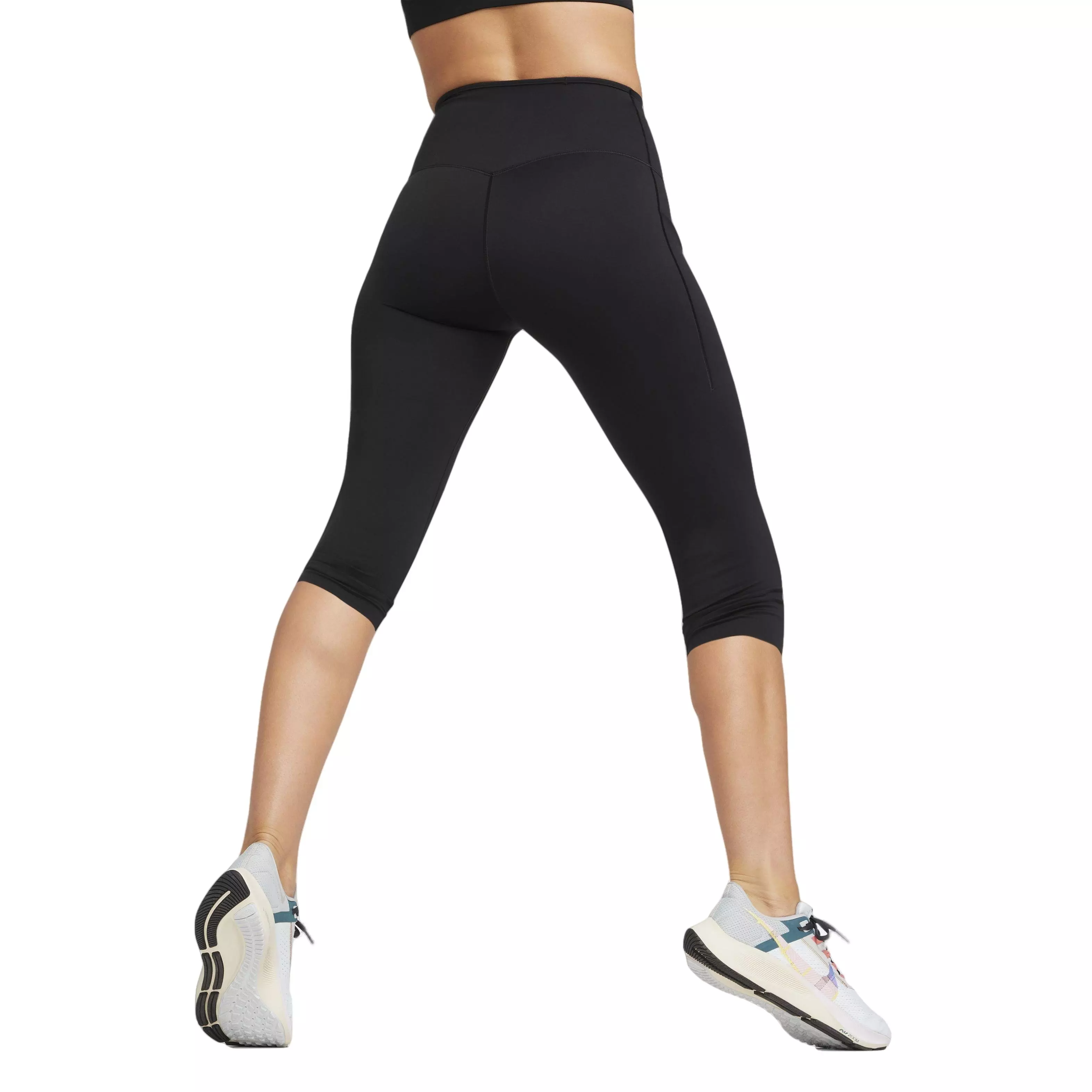 Nike Women's Dri-FIT Go Firm-Support HW Capri Leggings w/ Pockets-Black - BLACK