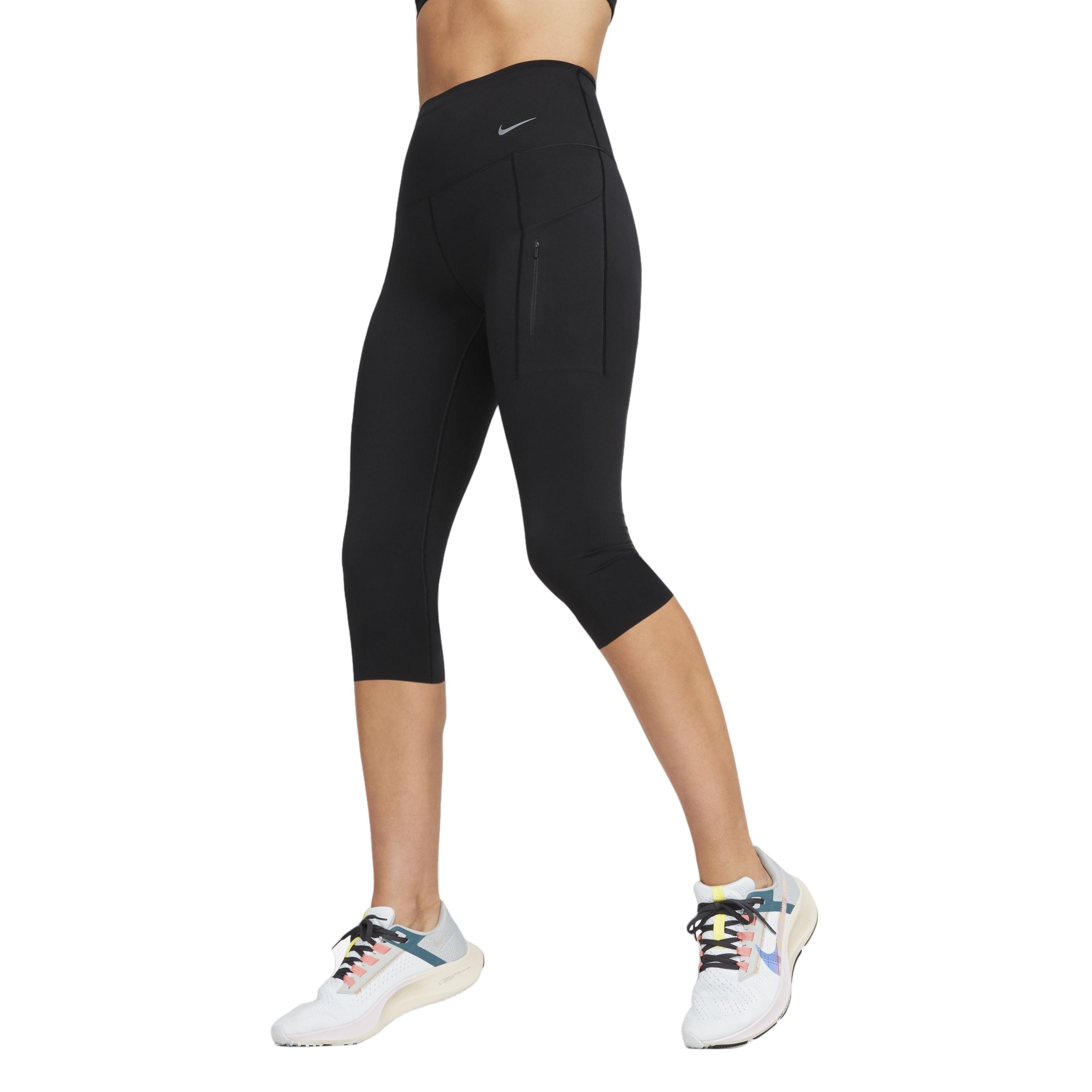 Nike Women's Dri-FIT Go Firm-Support HW Capri Leggings w/ Pockets-Black - BLACK Thumbnail View 3