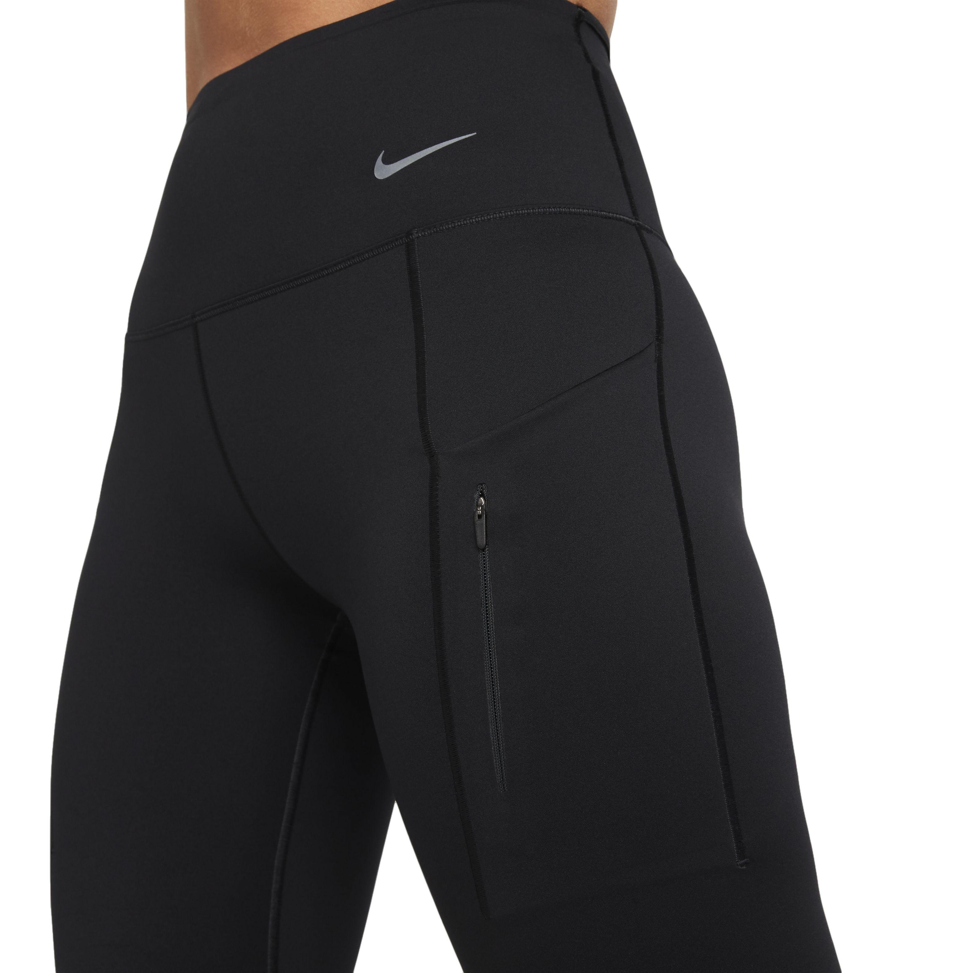 Nike Women's Dri-FIT Go Firm-Support HW Capri Leggings w/ Pockets-Black - BLACK Thumbnail View 4