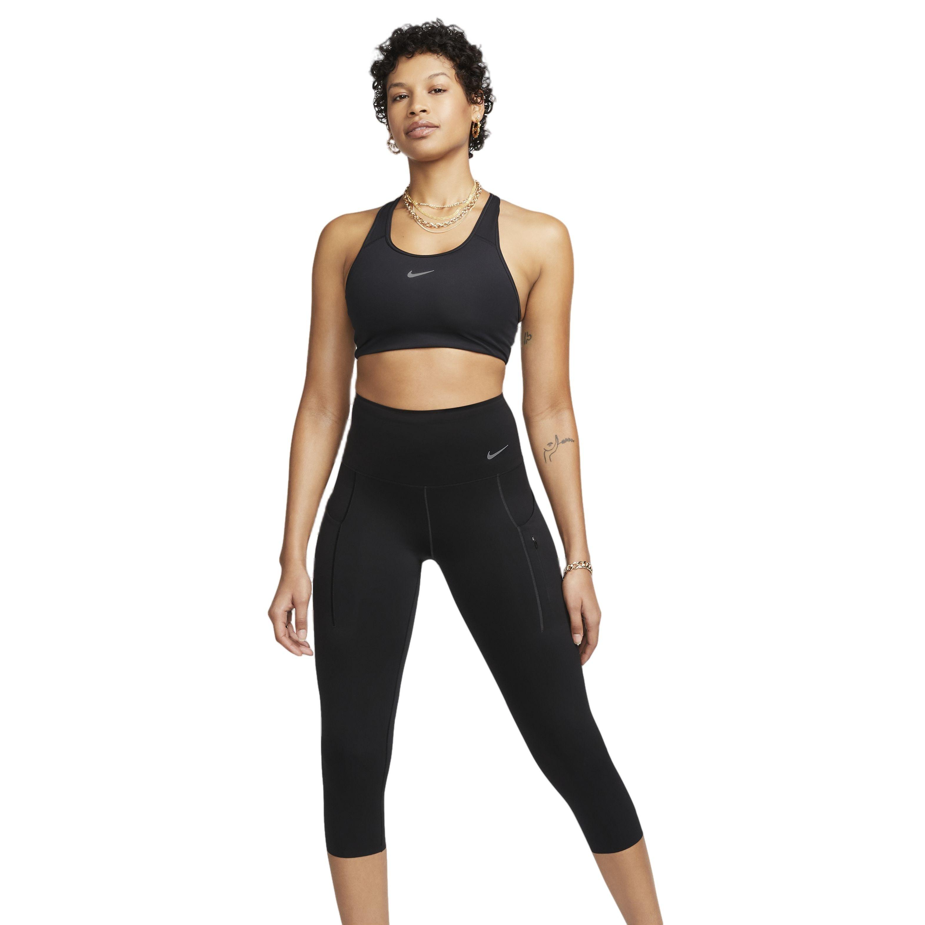 Nike Women's Dri-FIT Go Firm-Support Hight-Waisted Cropped Leggings w/Pockets - BLACK Thumbnail View 1
