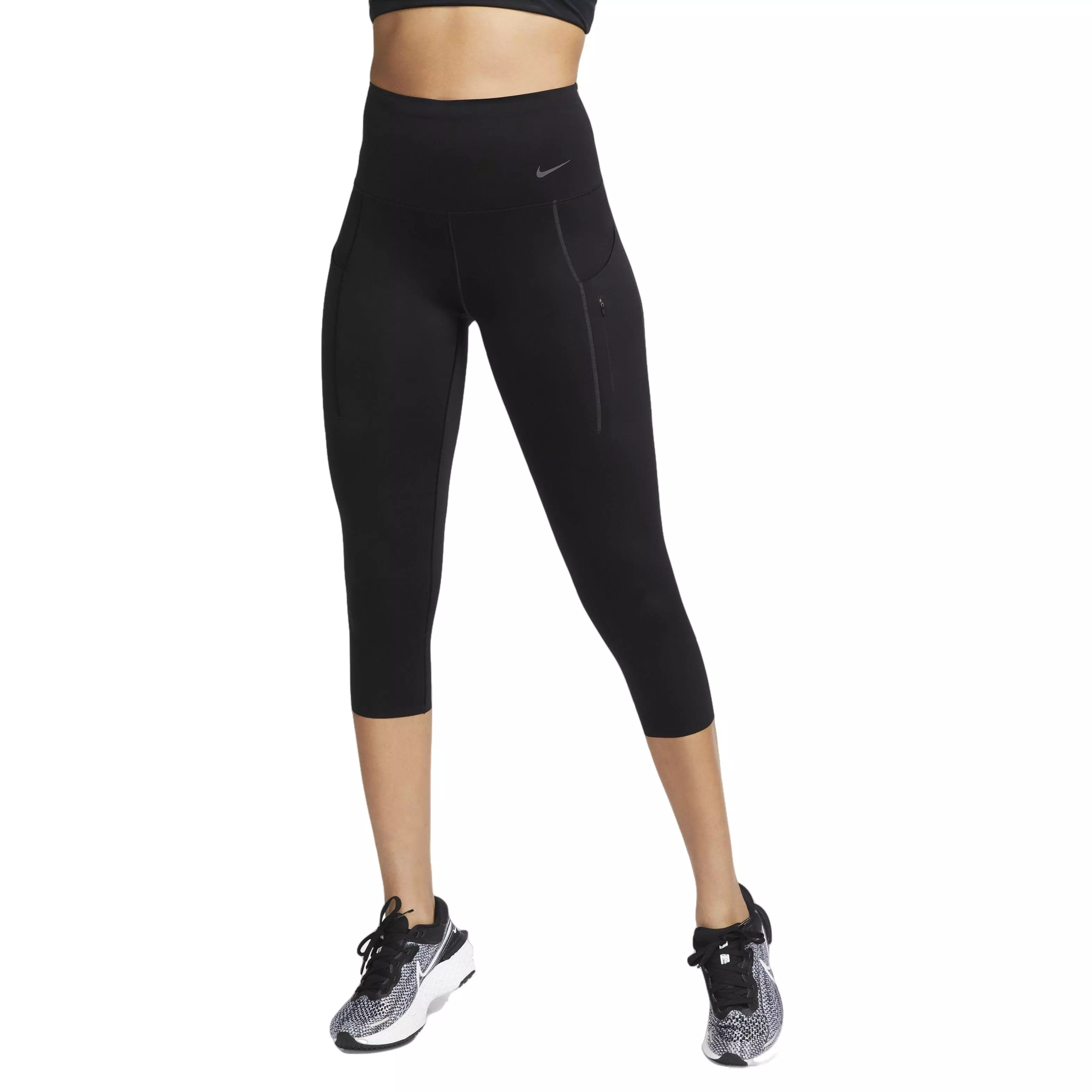Nike Women's Dri-FIT Go Firm-Support Hight-Waisted Cropped Leggings w/Pockets - BLACK