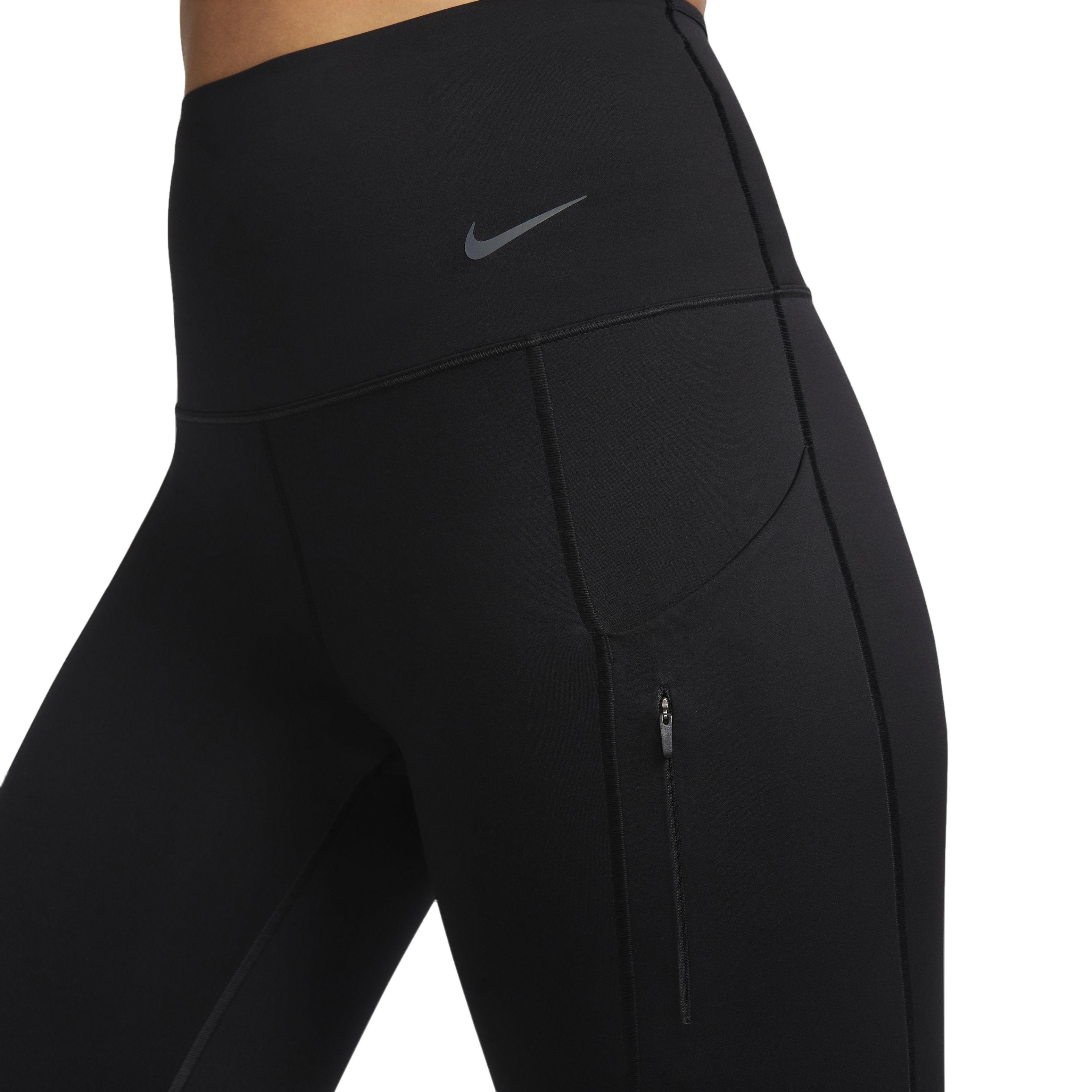 Nike Women's Dri-FIT Go Firm-Support Hight-Waisted Cropped Leggings w/Pockets - BLACK Thumbnail View 4
