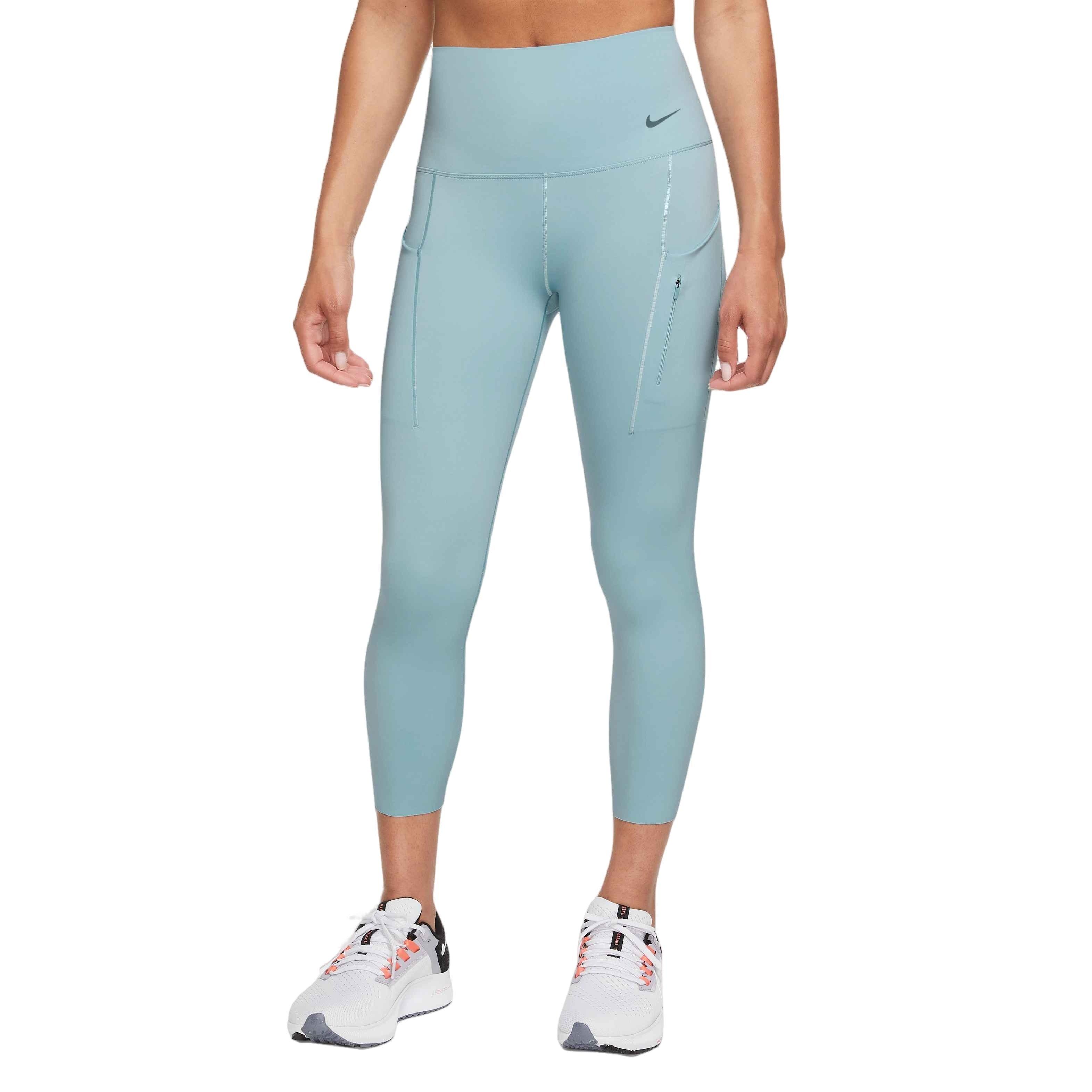 Nike Women's Dri-FIT Go Firm-Support Hight-Waisted Cropped Leggings w/Pockets - BLUE Thumbnail View 1