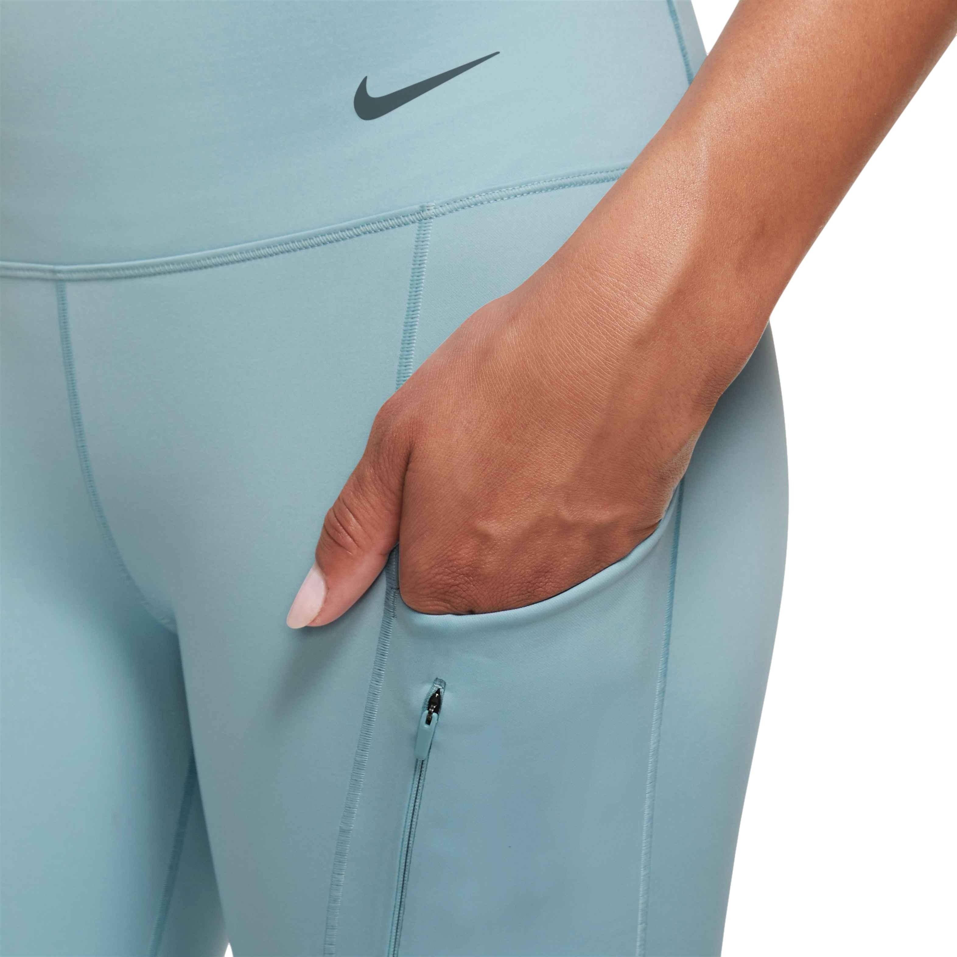 Nike Women's Dri-FIT Go Firm-Support Hight-Waisted Cropped Leggings w/Pockets - BLUE Thumbnail View 3