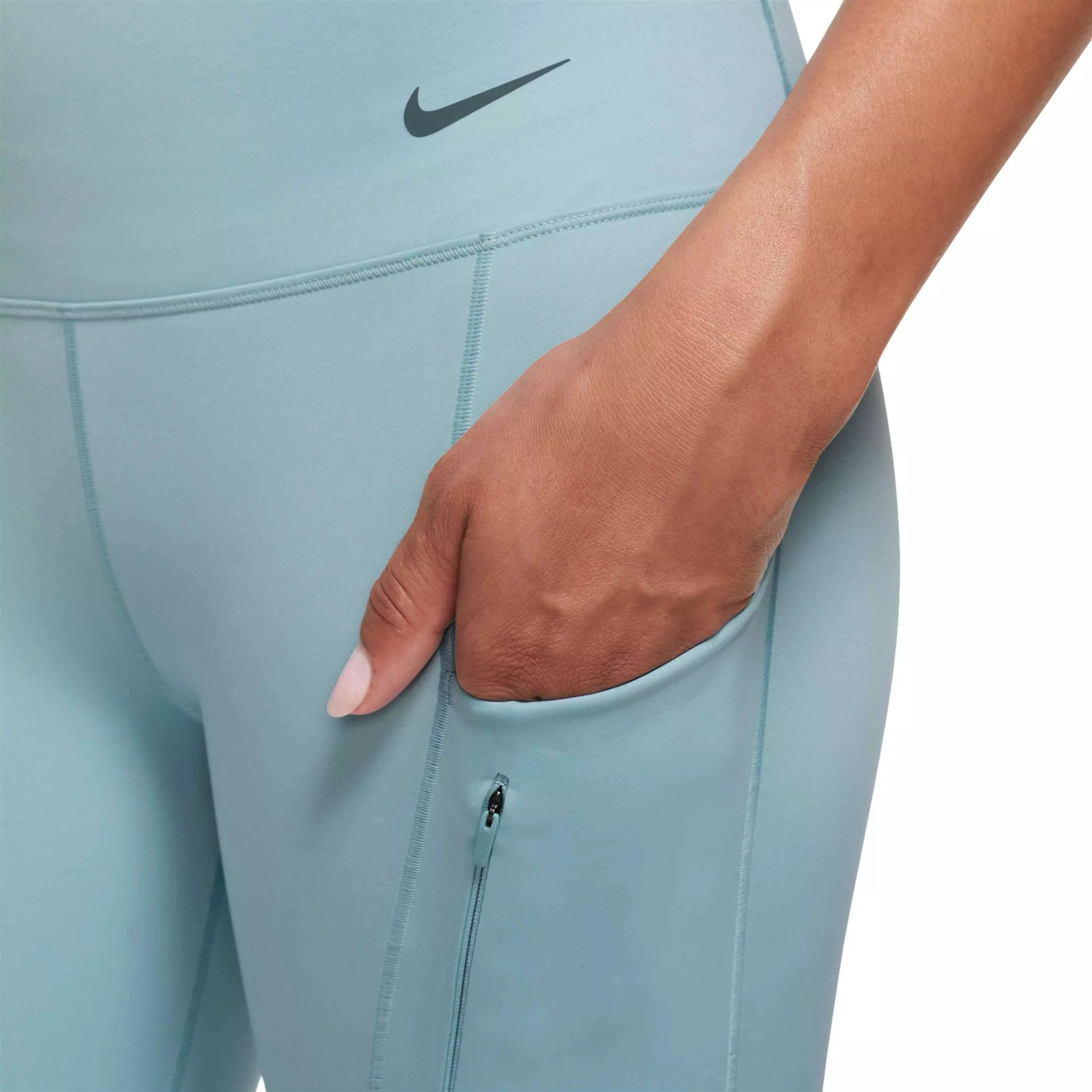 Nike Women's Dri-FIT Go Firm-Support Hight-Waisted Cropped Leggings w/Pockets - BLUE