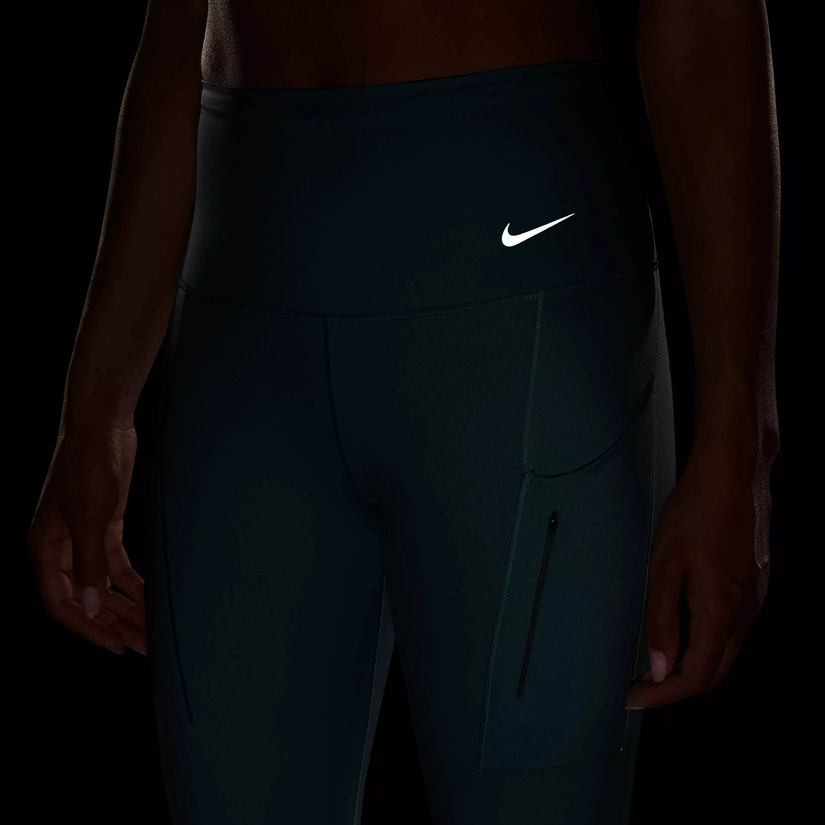 Nike Women's Dri-FIT Go Firm-Support Hight-Waisted Cropped Leggings w/Pockets - BLUE