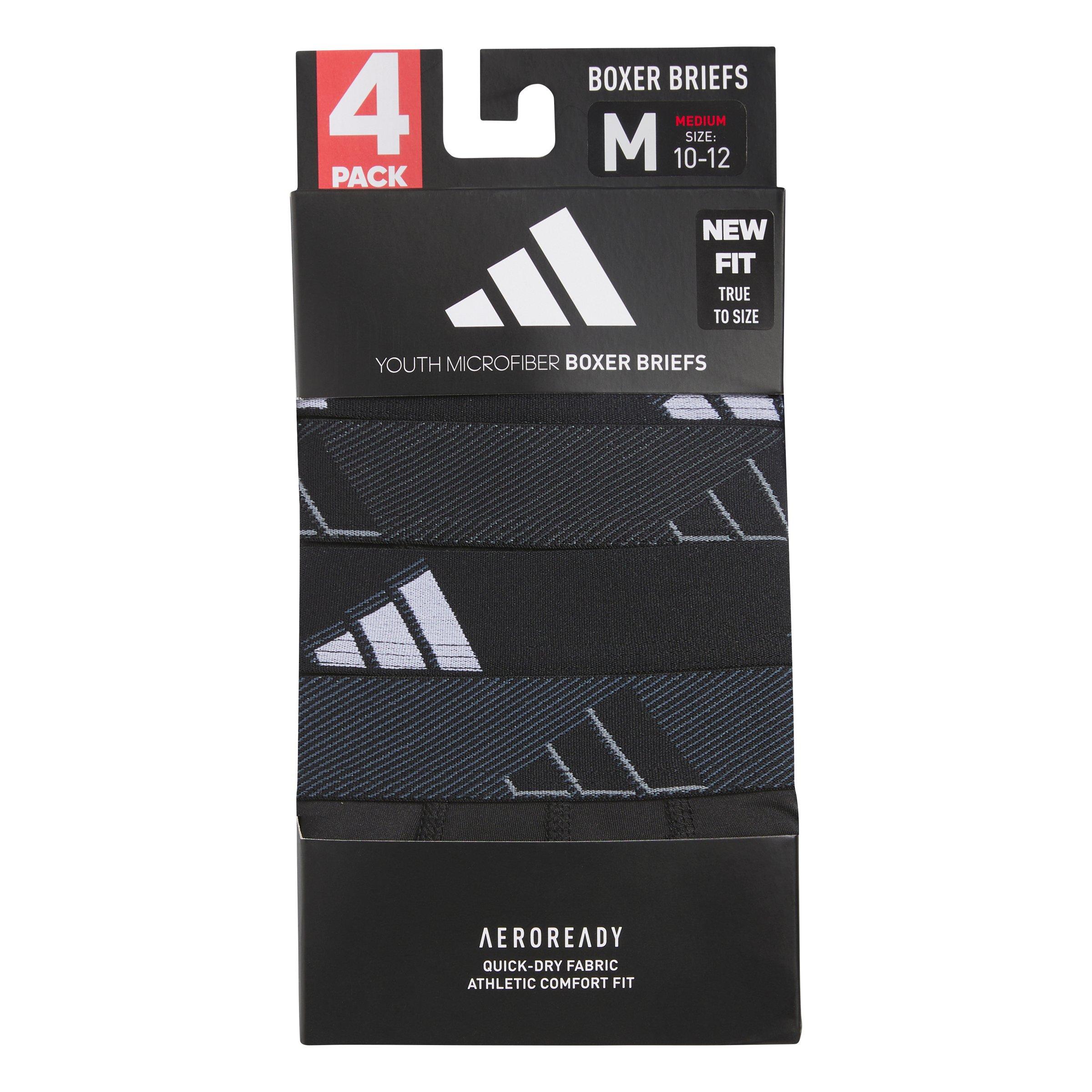 adidas Boys' Microfibre 4-Pack Black/Onix/Grey Boxer Brief