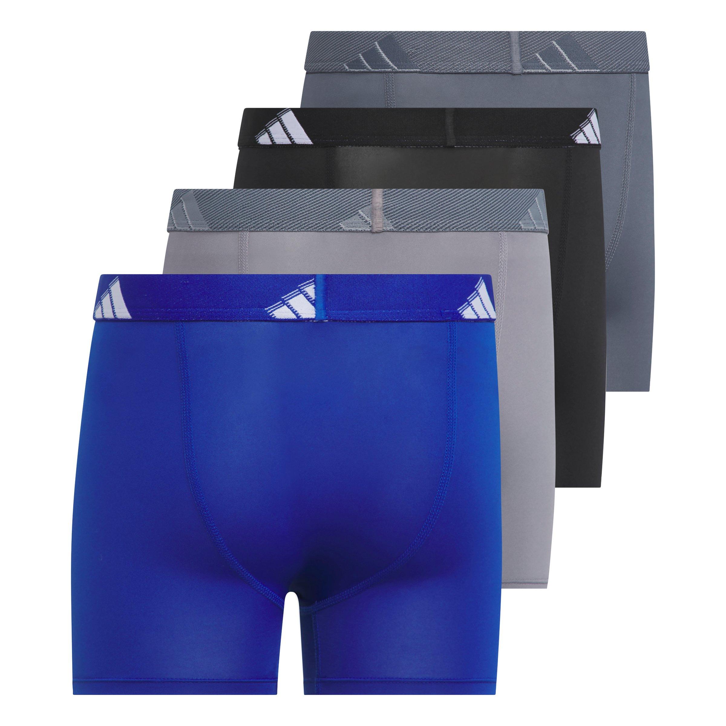adidas Boys' Microfibre 4-Pack Blue/Grey/Black Boxer Brief