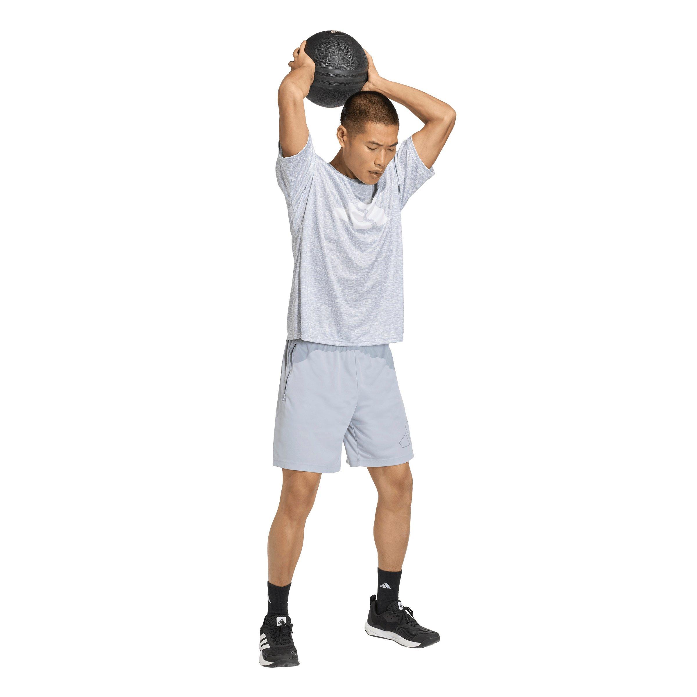 adidas Men's Workout Essentials Brandlove T-Shirt - Grey - GREY Thumbnail View 5