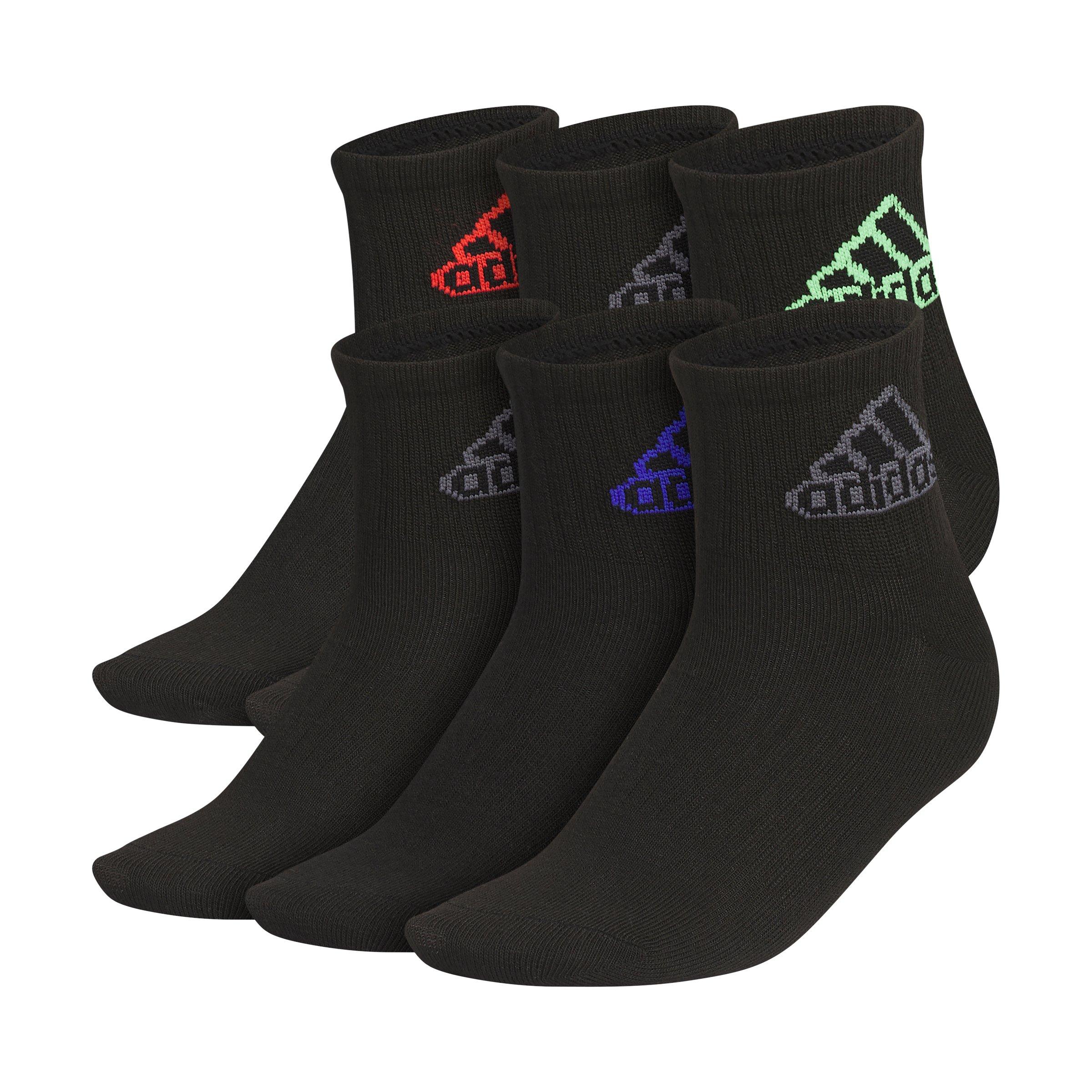 adidas Kids' Superlite Classic 6-Pack Quarter Black Socks