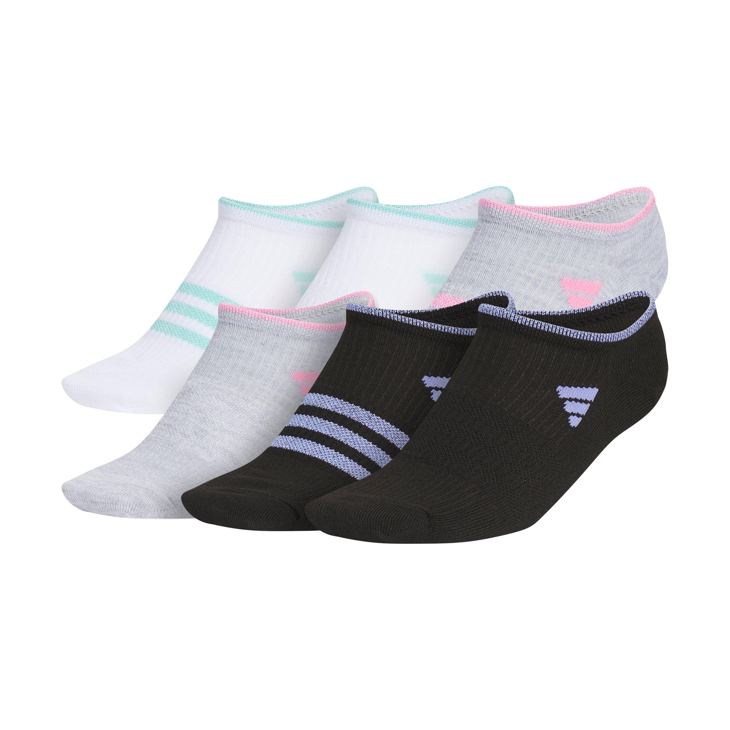adidas Kids' Superlite 3.0 6-Pack No-Show Grey/Black/White Socks