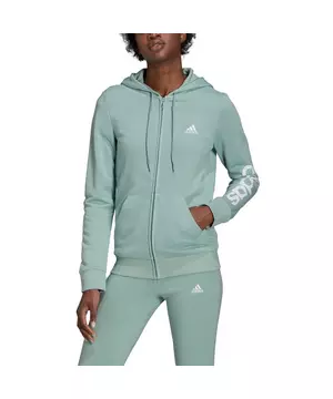 adidas Women's Green/White Essentials Logo Hoodie
