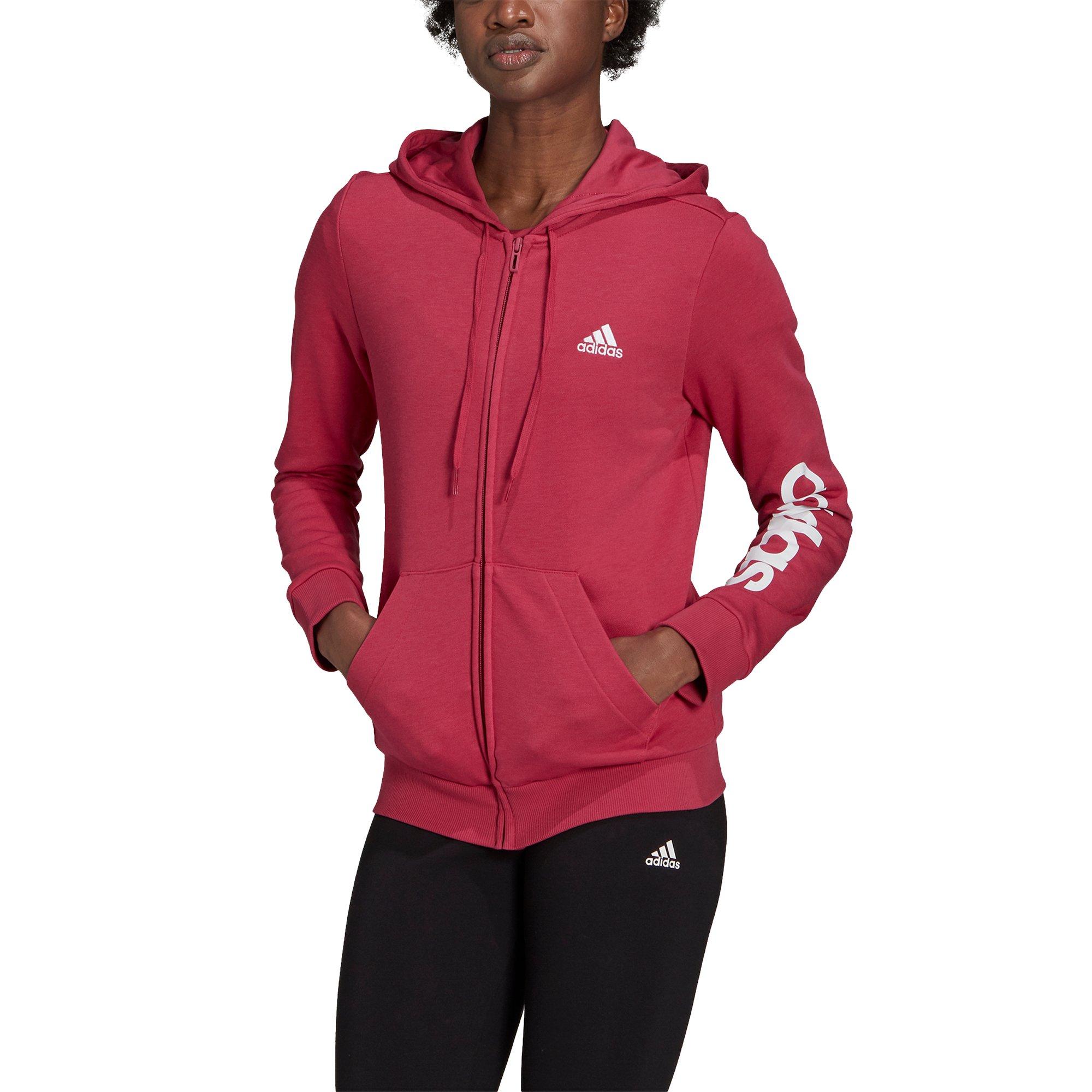 adidas Women's Pink/White Essentials Logo Full-Zip Hoodie - Hibbett | City  Gear