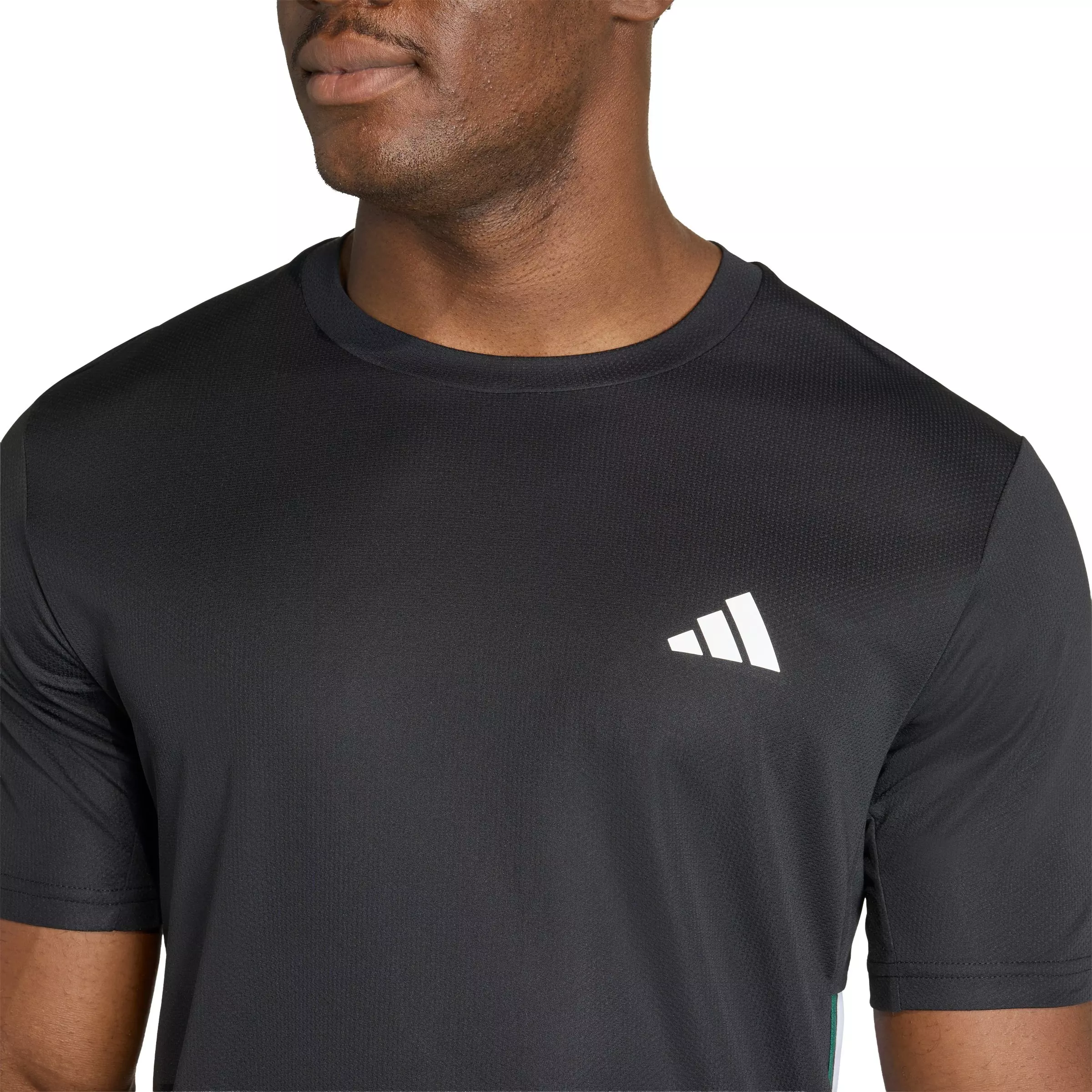 adidas Men's Workout Essentials Base 3-Stripes T-Shirt - Black/Green - BLACK/GREEN
