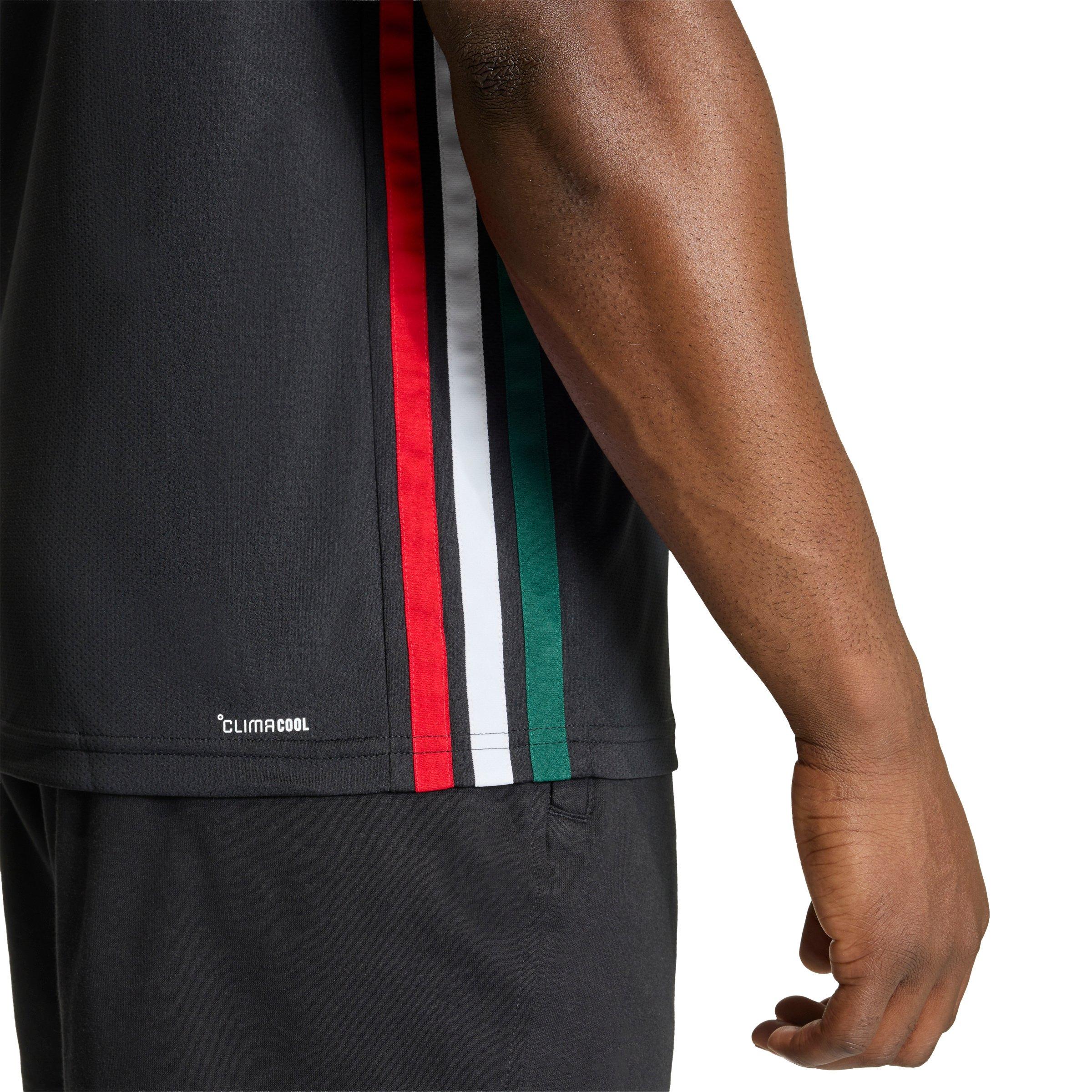 adidas Men's Workout Essentials Base 3-Stripes T-Shirt - Black/Green - BLACK/GREEN Thumbnail View 4