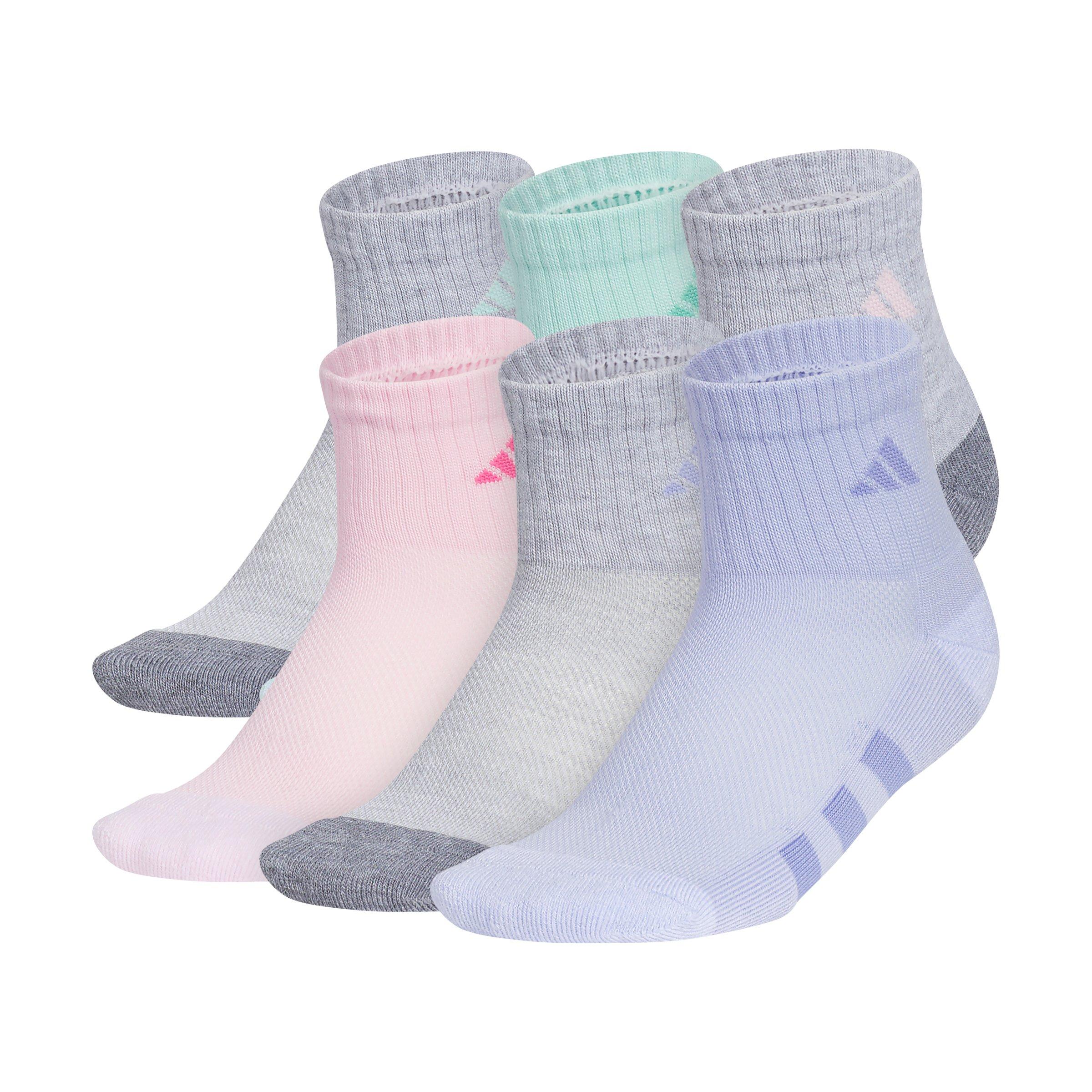 adidas Kids' Athletic Cushioned 6-Pack Quarter Multi Color Socks