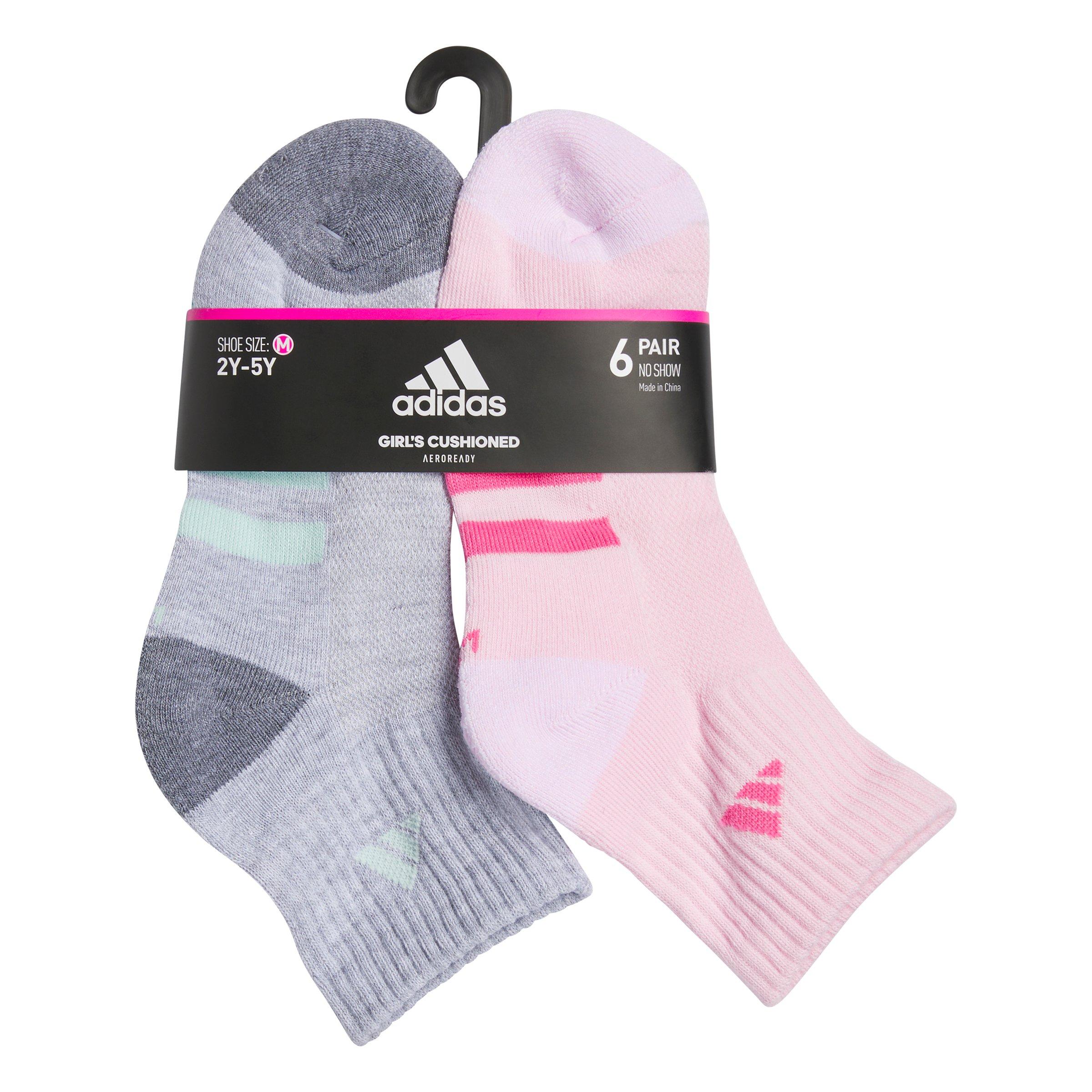 adidas Kids' Athletic Cushioned 6-Pack Quarter Multi Color Socks