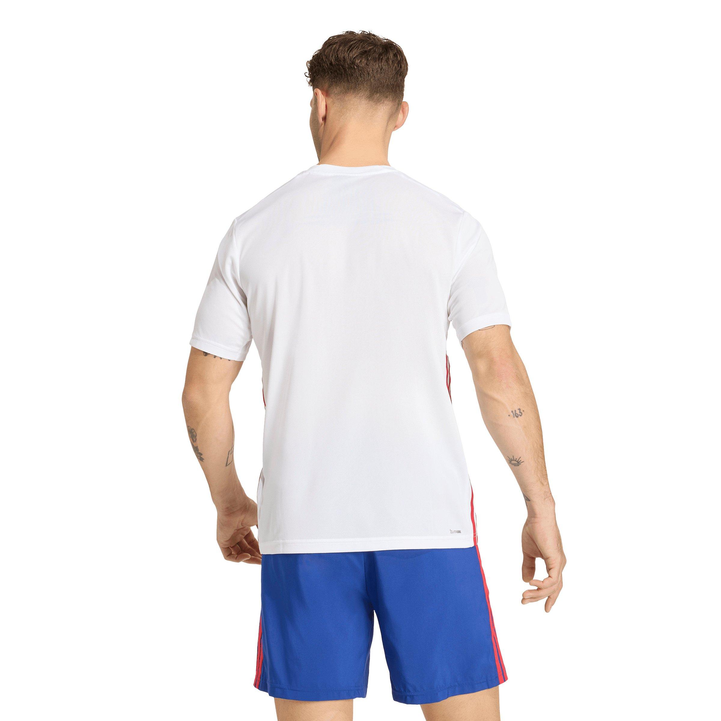 adidas Men's Workout Essentials Base 3-Stripes T-Shirt - White/Red - WHITE/RED Thumbnail View 2