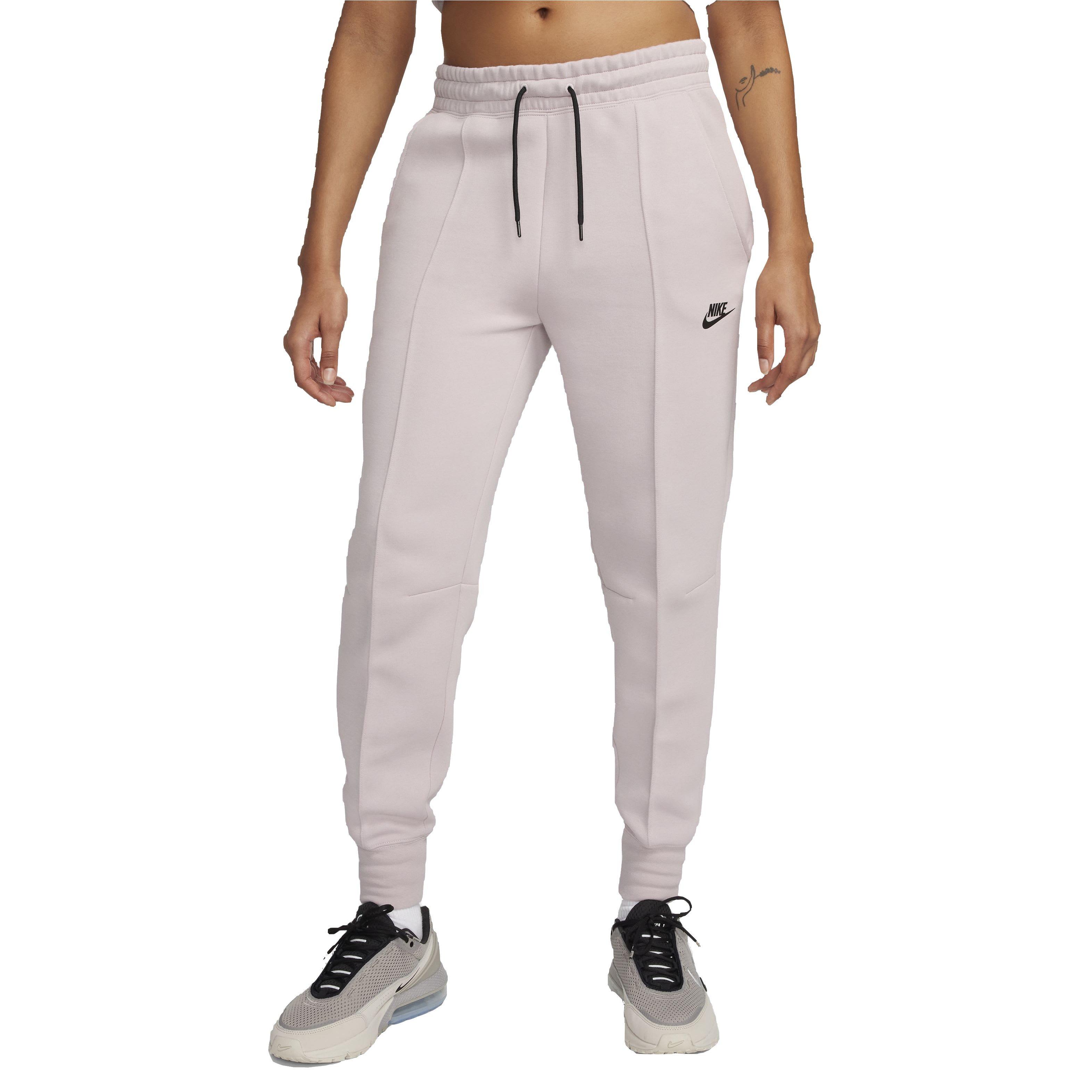 Nike Women's Sportswear Tech Fleece Mid-Rise Ribbed Joggers - LT GREY Thumbnail View 1