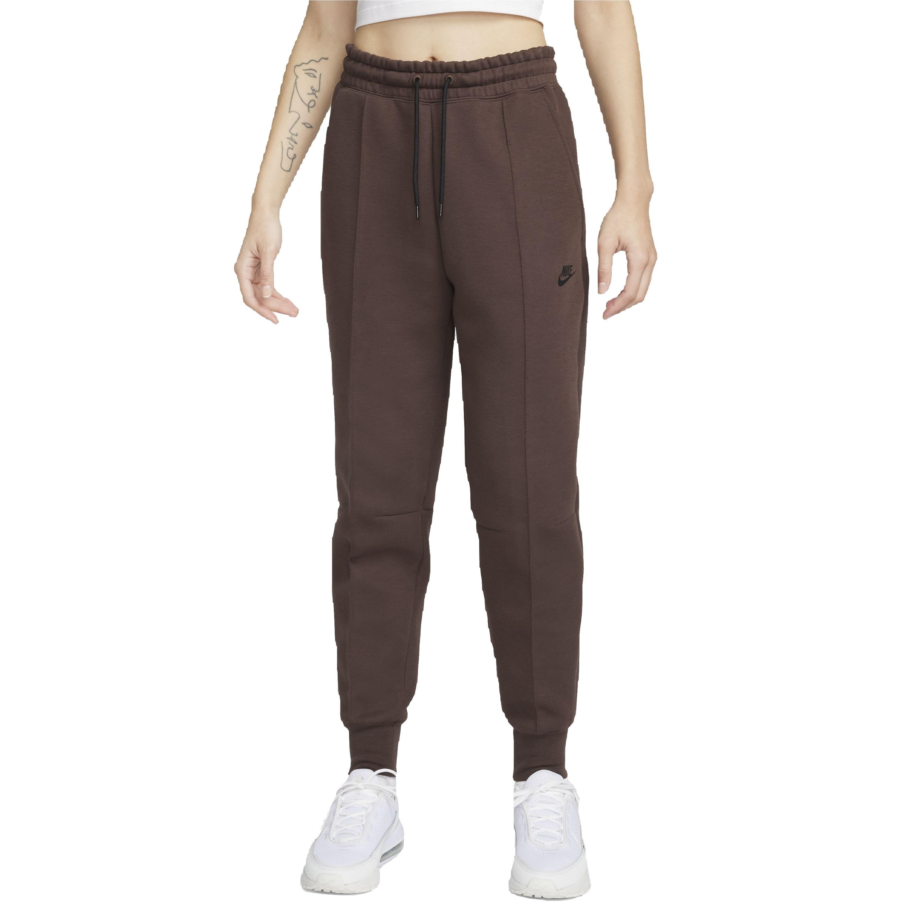 Nike Women's Sportswear Tech Fleece Mid-Rise Ribbed Joggers - BROWN Thumbnail View 1