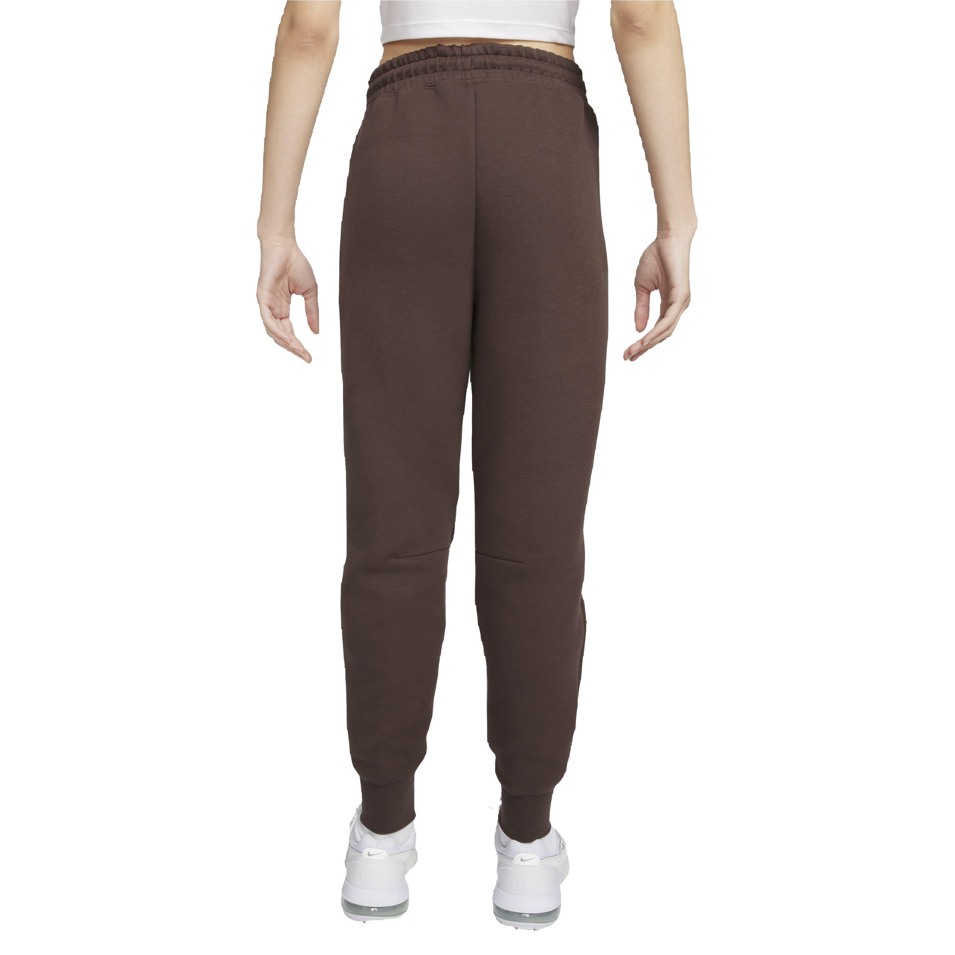 Nike Women's Sportswear Tech Fleece Mid-Rise Ribbed Joggers - BROWN Thumbnail View 2