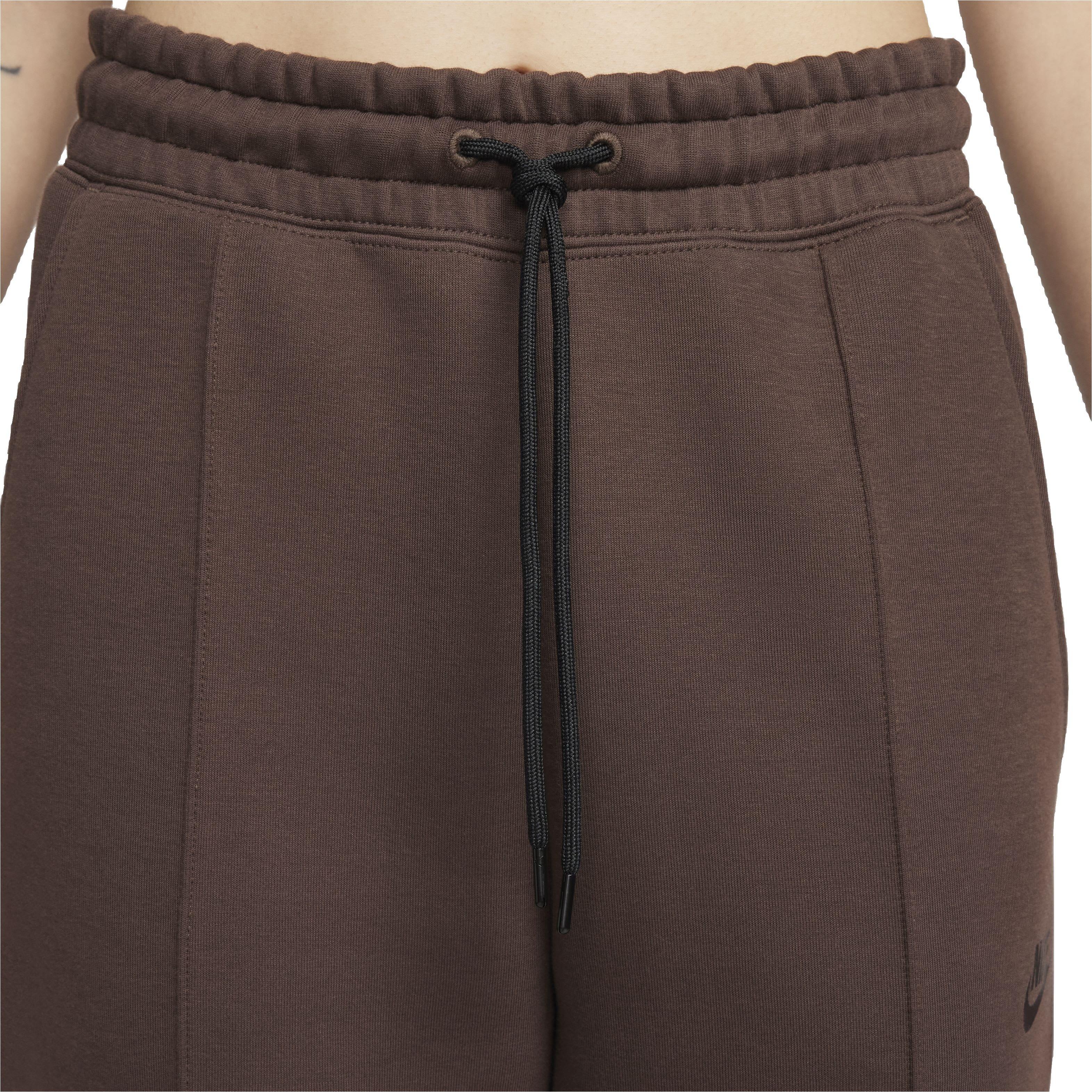 Nike Women's Sportswear Tech Fleece Mid-Rise Joggers - BROWN Thumbnail View 3