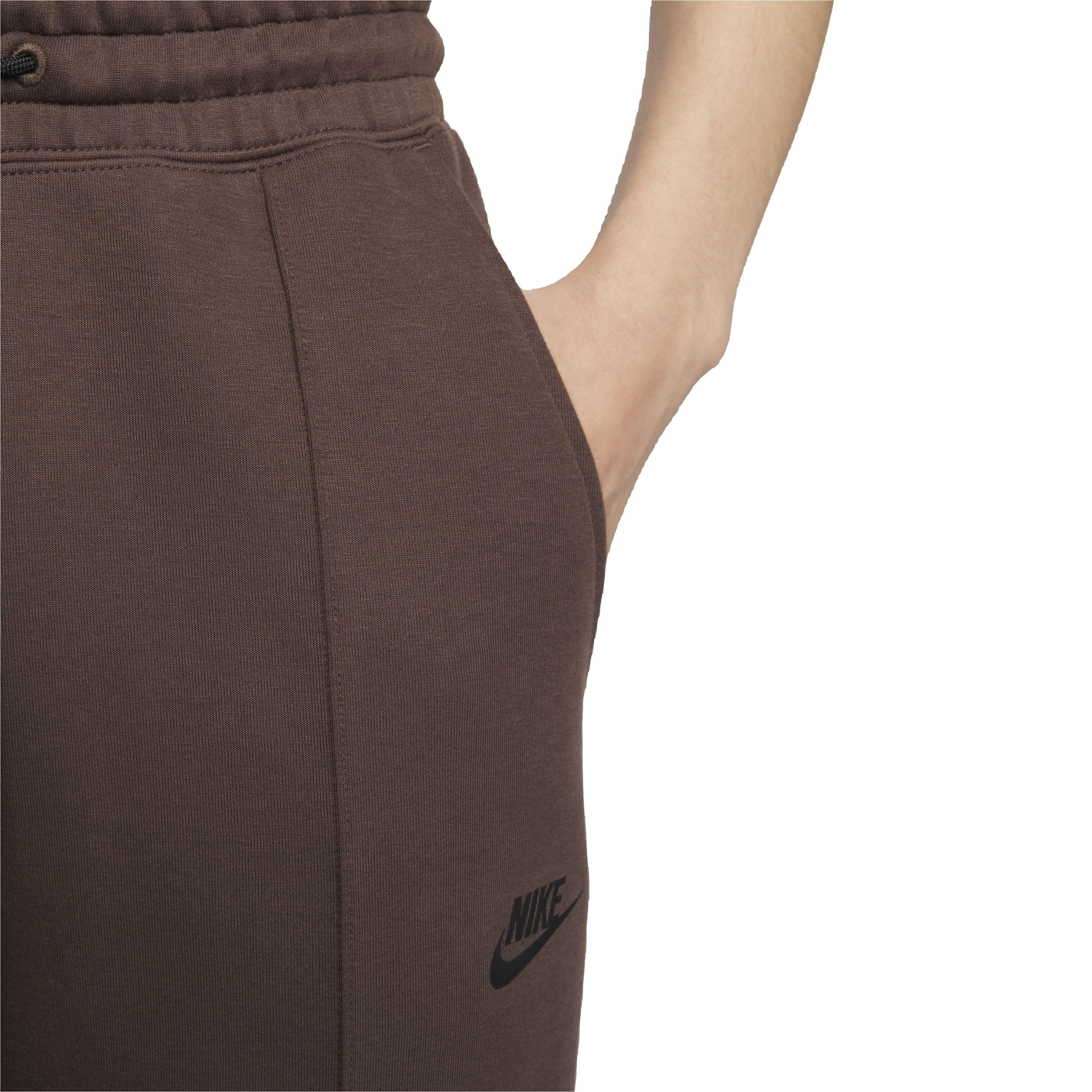 Nike Women's Sportswear Tech Fleece Mid-Rise Ribbed Joggers - BROWN Thumbnail View 4