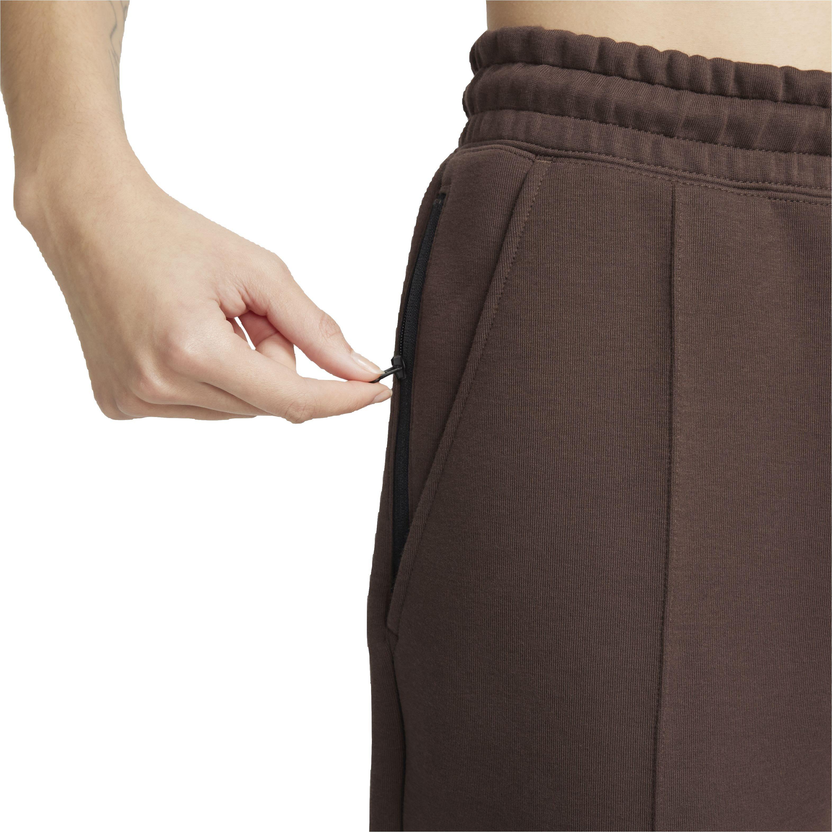 Nike Women's Sportswear Tech Fleece Mid-Rise Ribbed Joggers - BROWN Thumbnail View 5