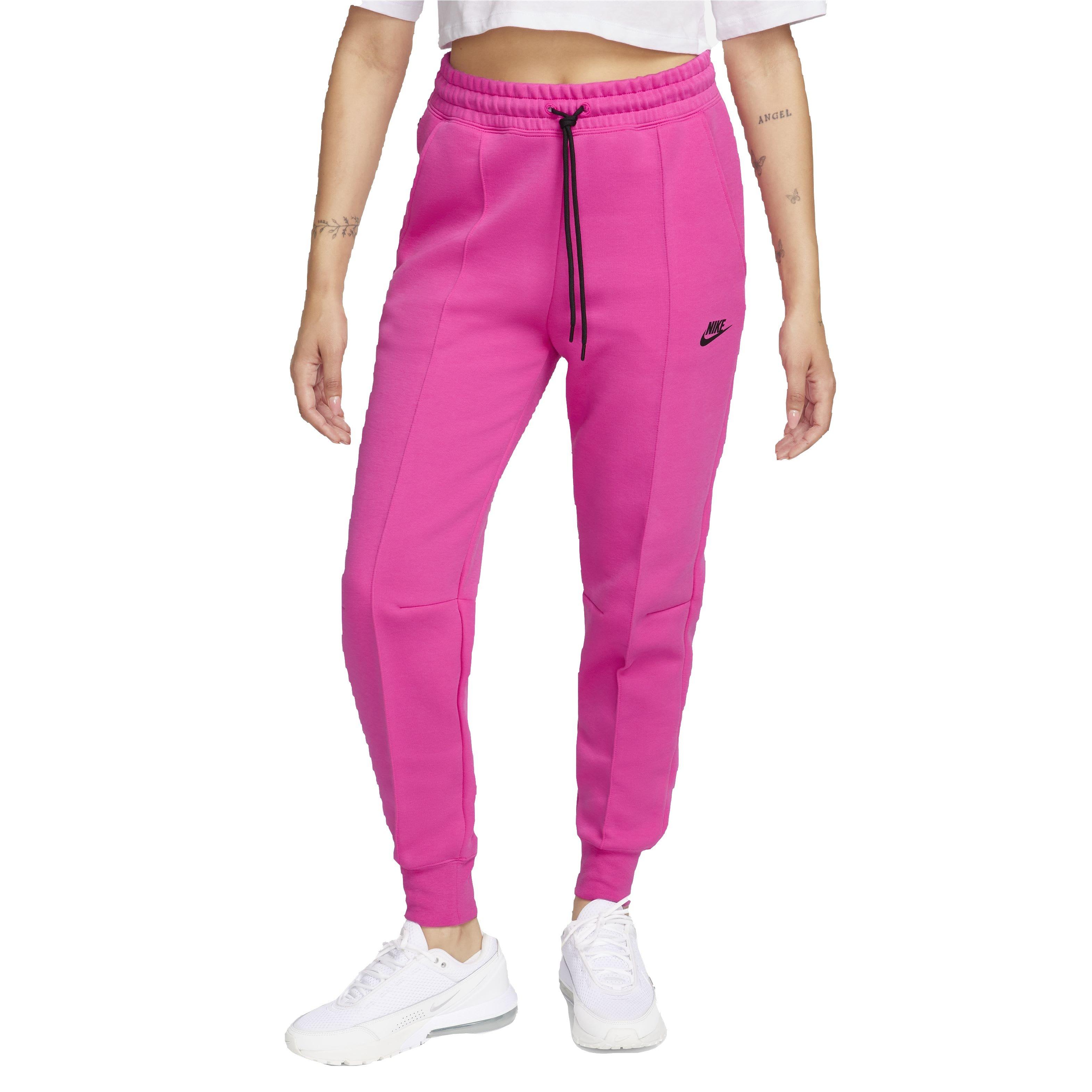 Nike Women's Sportswear Tech Fleece Mid-Rise Ribbed Joggers - PINK Thumbnail View 1