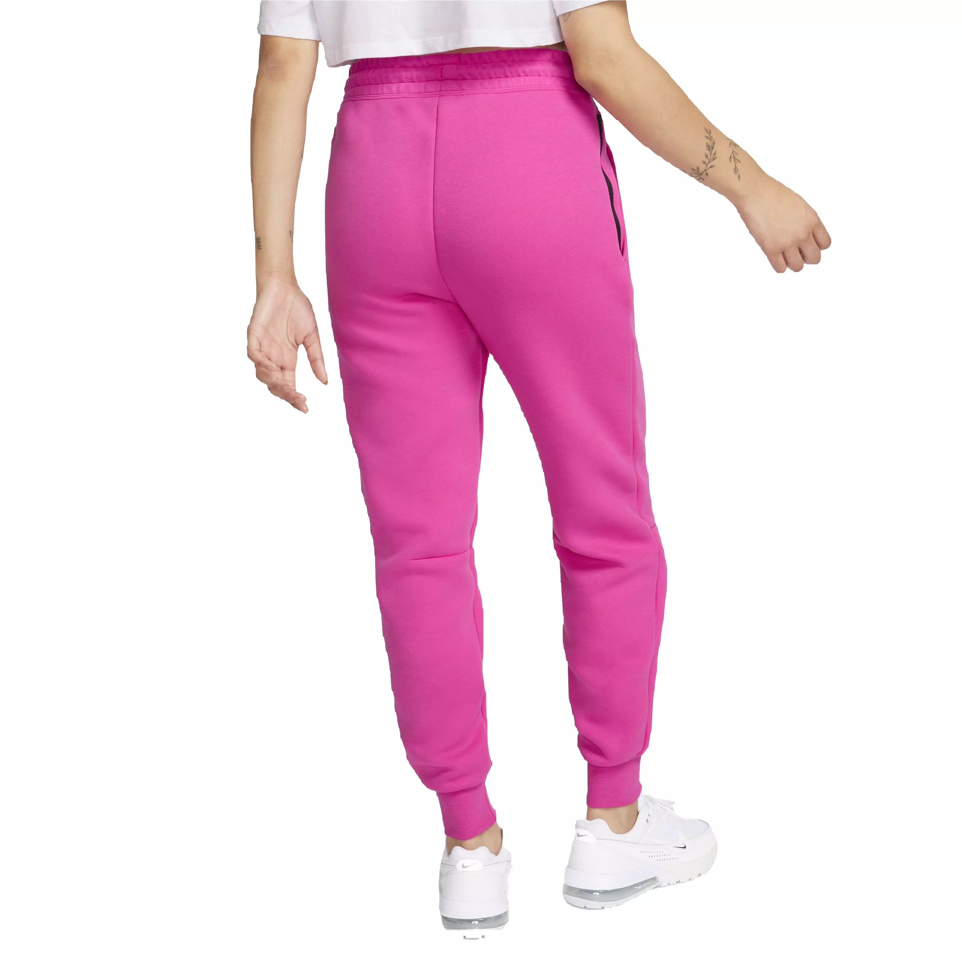 Nike Women's Sportswear Tech Fleece Mid-Rise Ribbed Joggers - PINK