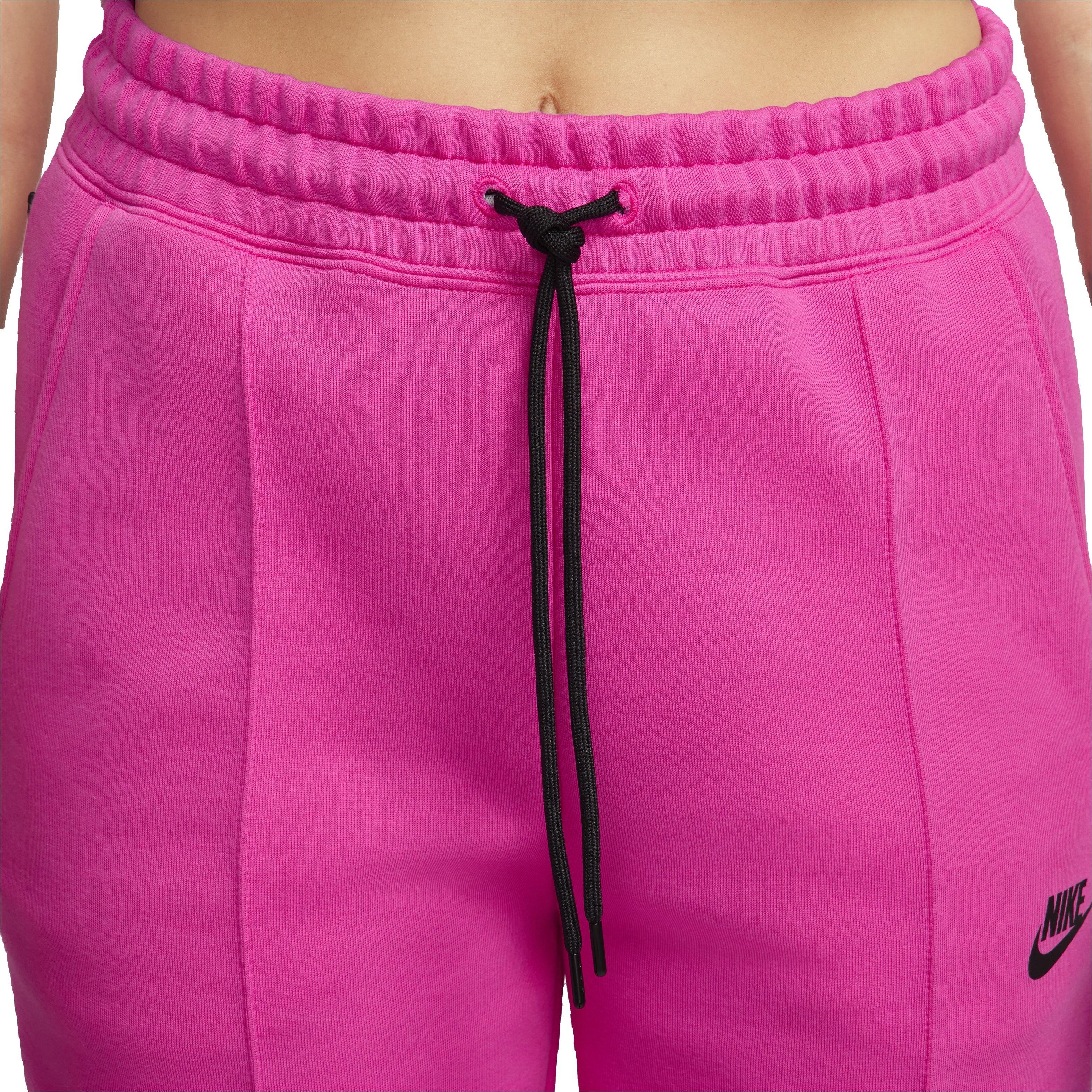 Nike Women's Sportswear Tech Fleece Mid-Rise Ribbed Joggers - PINK Thumbnail View 3