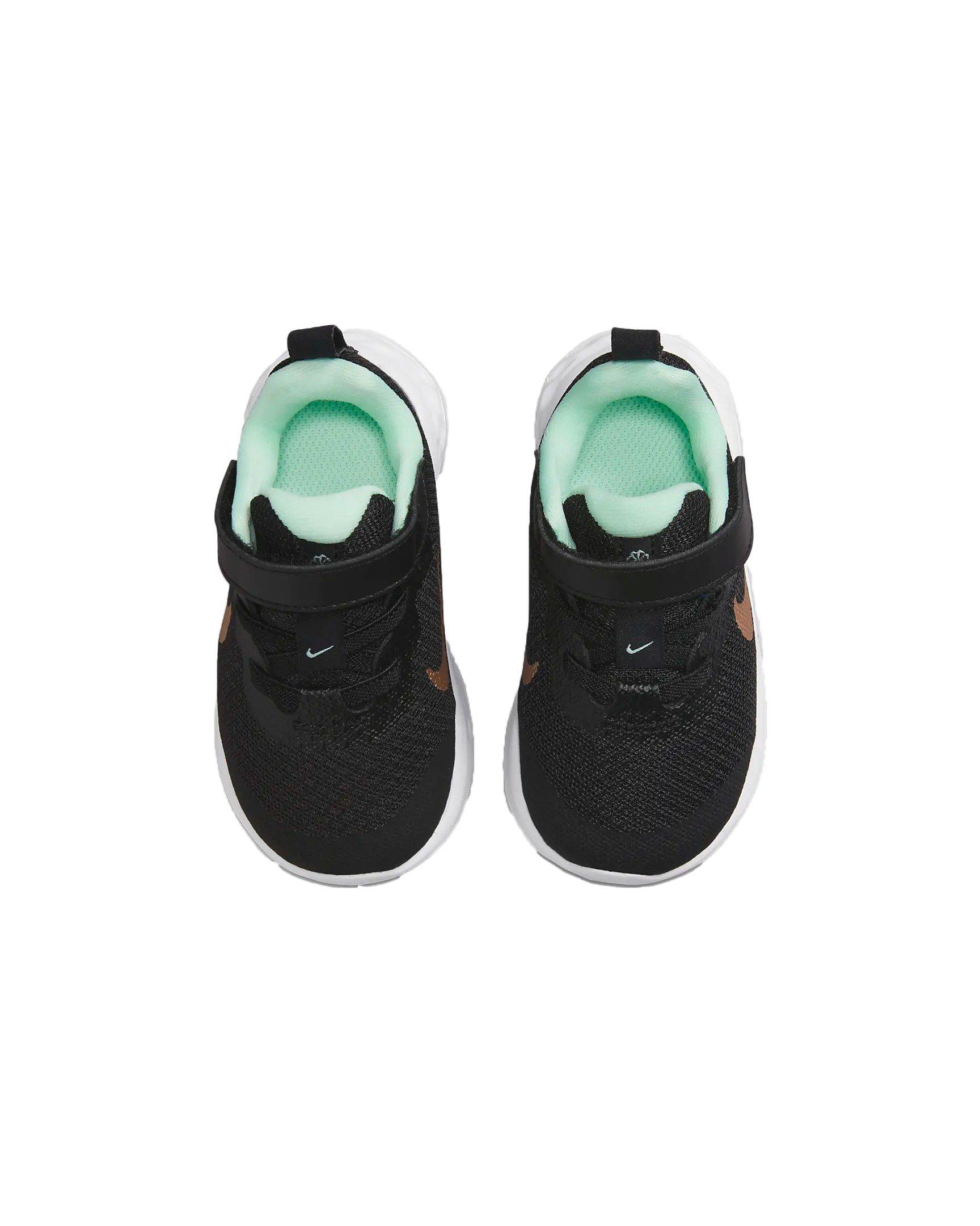 Nike Revolution 6 "Black/Mint Foam/Canyon Purple/Metallic Red Bronze" Infant Boys' Running Shoe - BLACK Thumbnail View 4