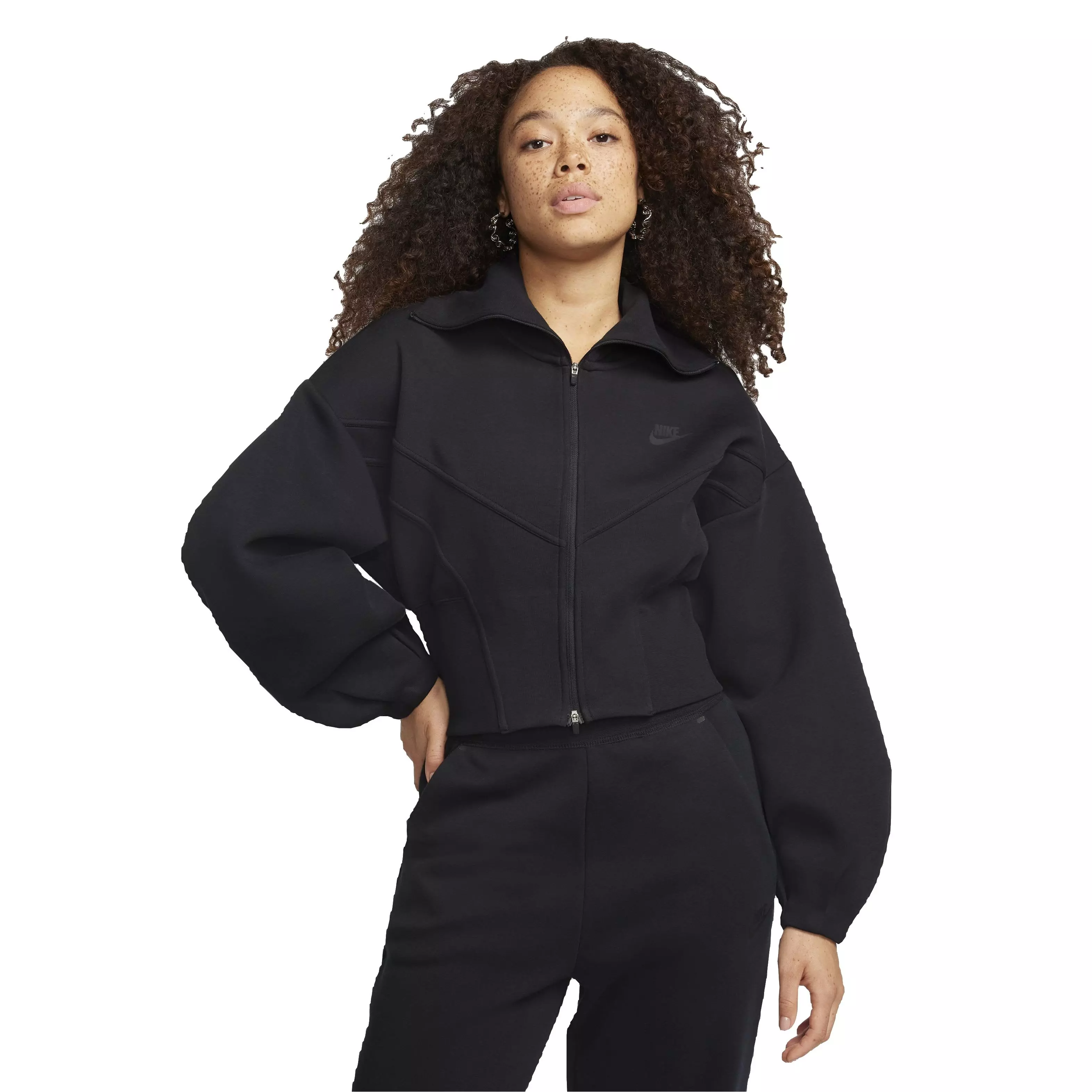 Nike Women's Sportswear Tech Fleece Loose Full-Zip Track Jacket - BLACK