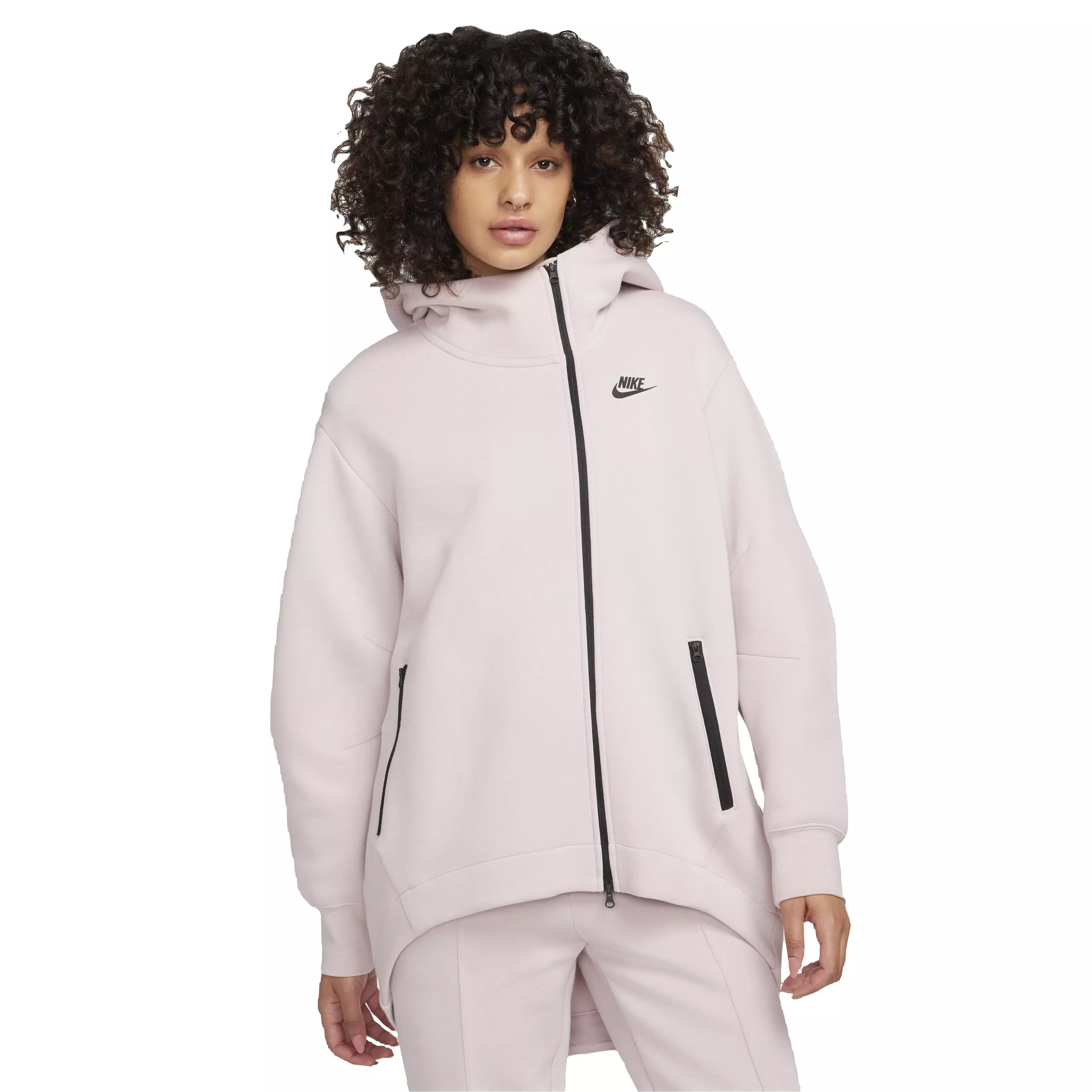 Nike Women's Sportswear Tech Fleece Oversized Full-Zip Hoodie Cape Jacket - LT GREY