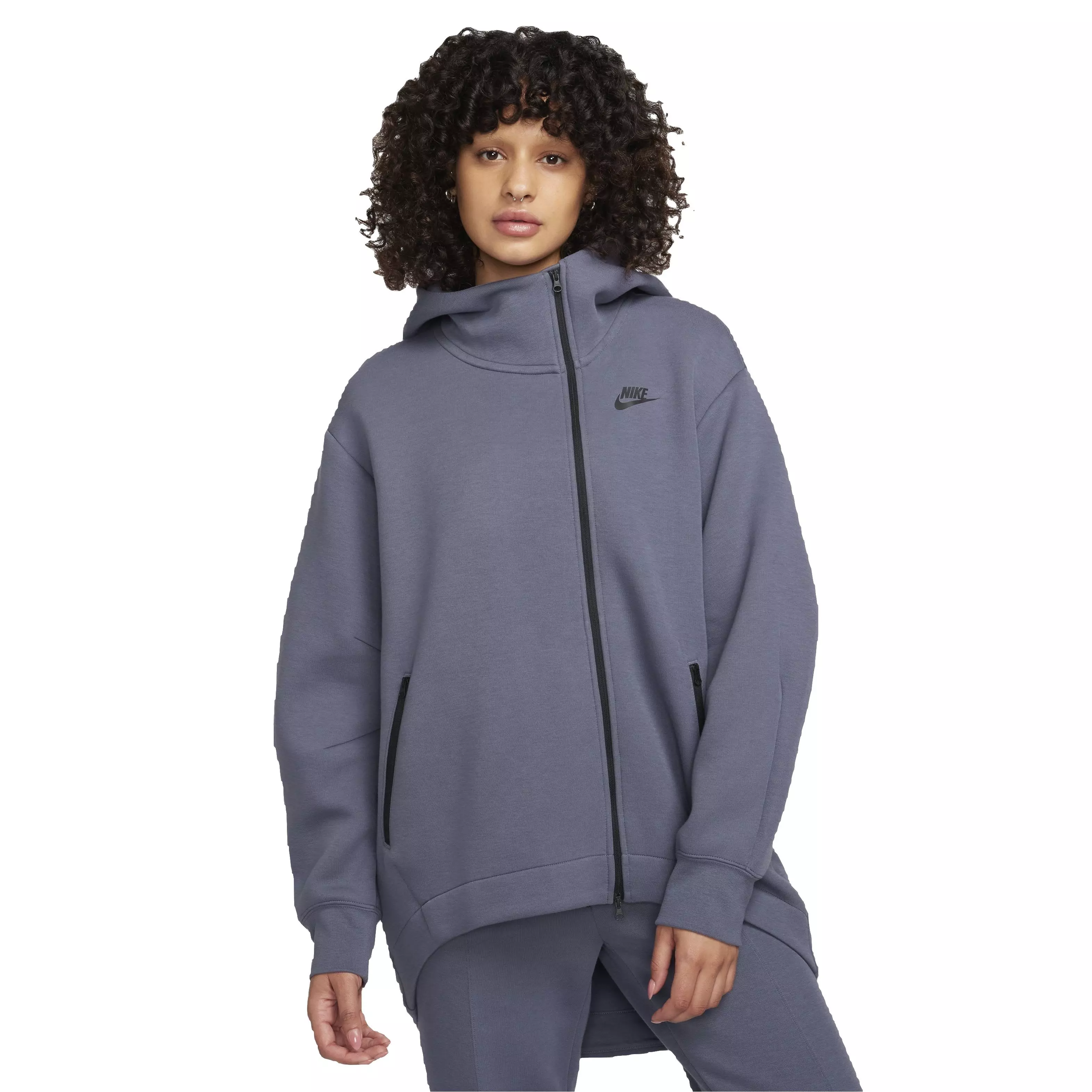 Nike Women's Sportswear Tech Fleece Oversized Full-Zip Hoodie Cape Jacket - DK GREY