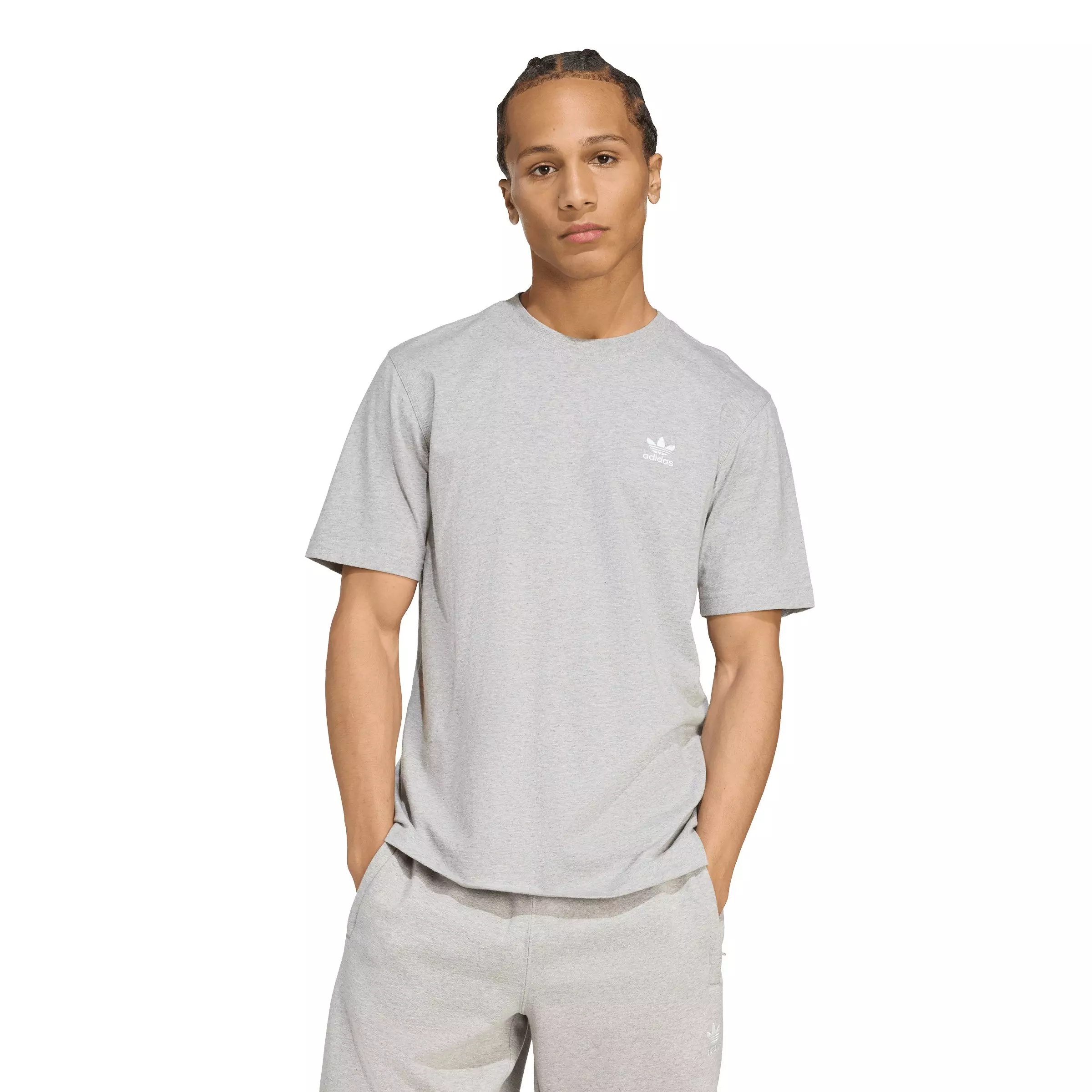 adidas Originals Men's Trefoil Essentials Tee - Grey - GREY