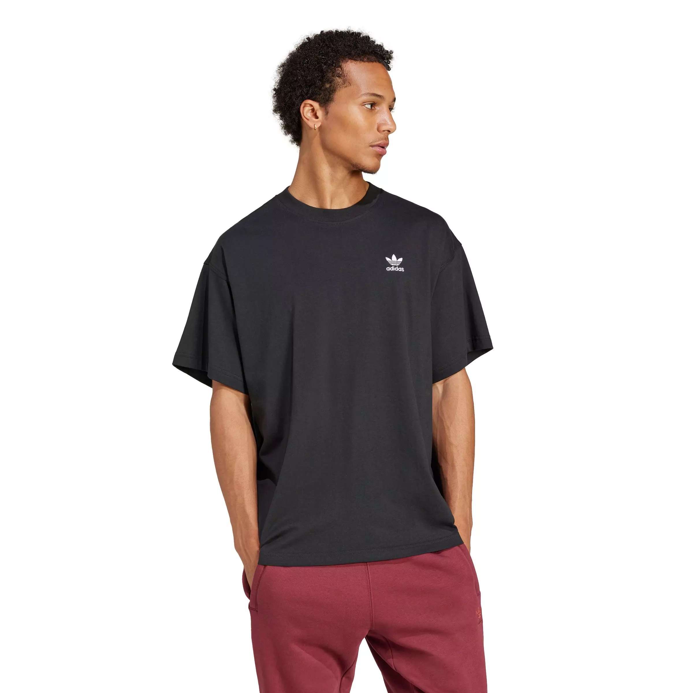 adidas Originals Men's Trefoil Essentials Oversized T-Shirt - Black - BLACK