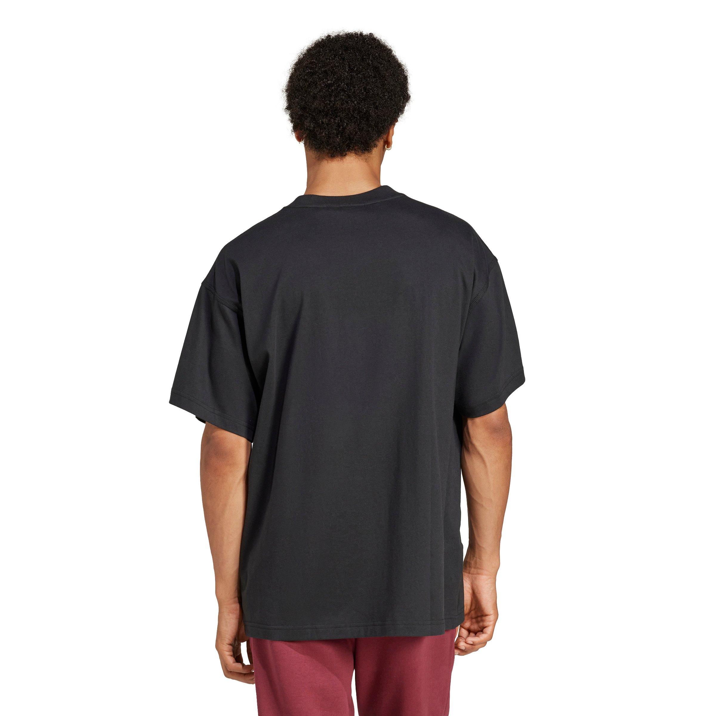 adidas Originals Men's Trefoil Essentials Oversized T-Shirt - Black - BLACK Thumbnail View 2