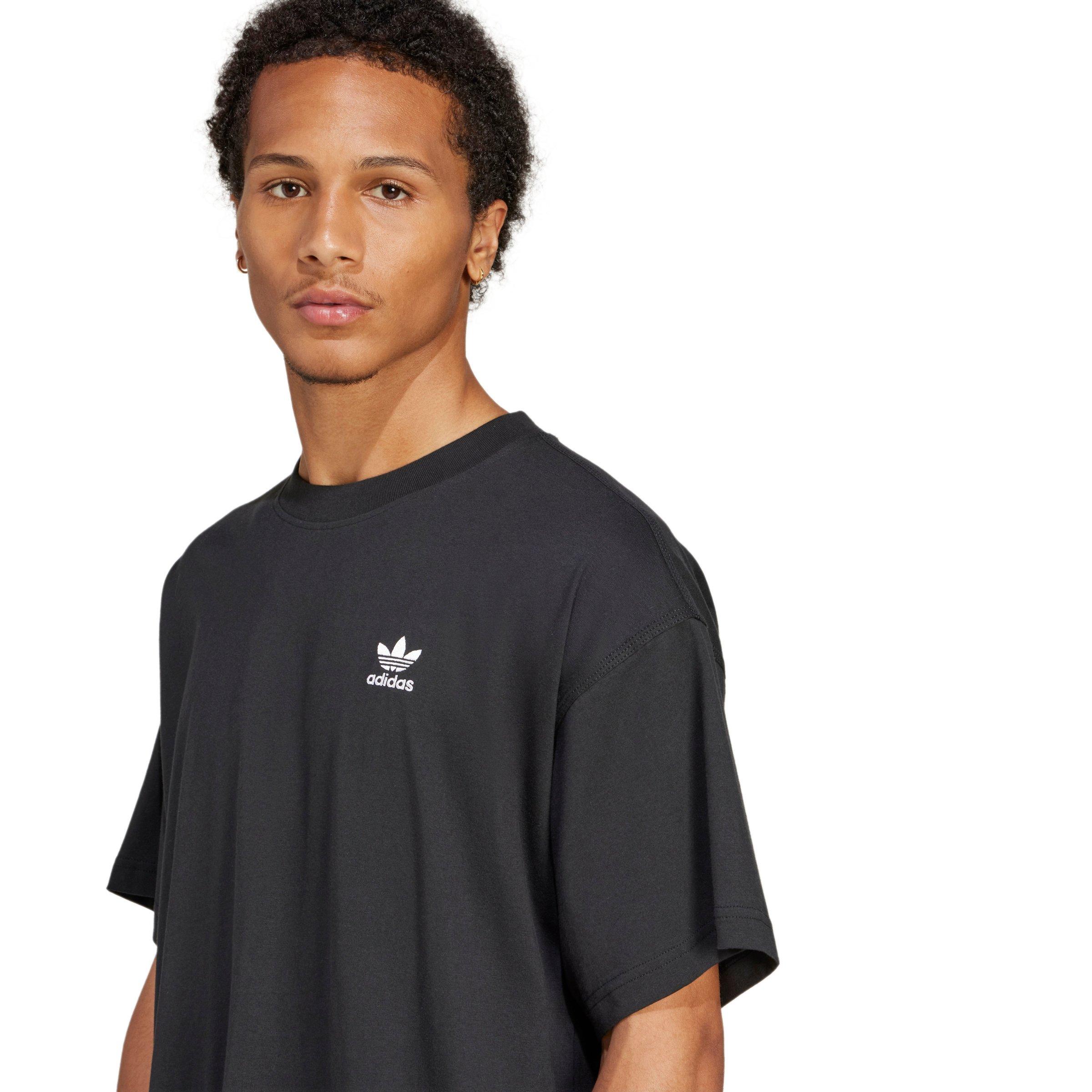 adidas Originals Men's Trefoil Essentials Oversized T-Shirt - Black - BLACK Thumbnail View 3