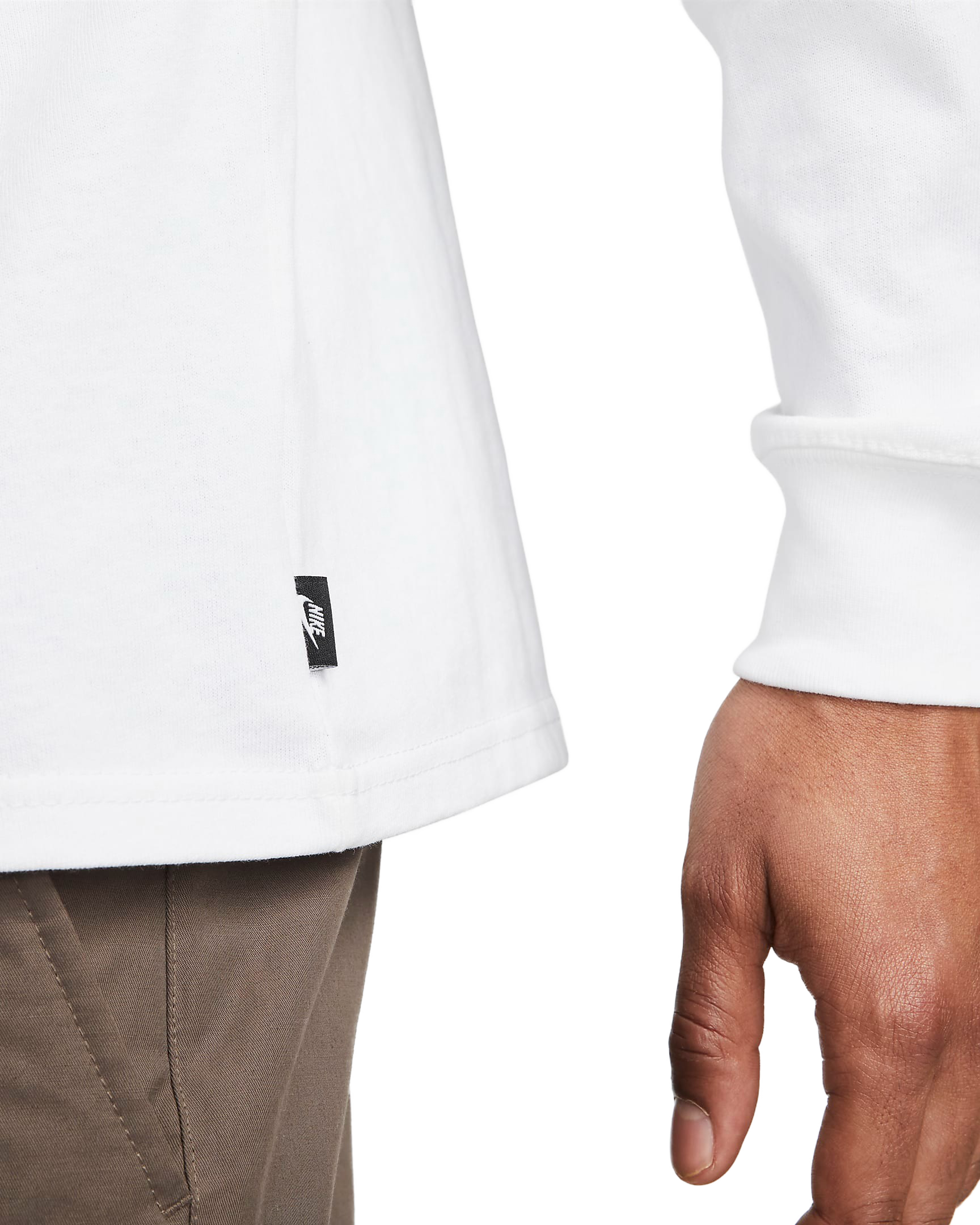 Nike Men's Sportswear Premium Essentials Long-Sleeve T-Shirt-White - WHITE Thumbnail View 4