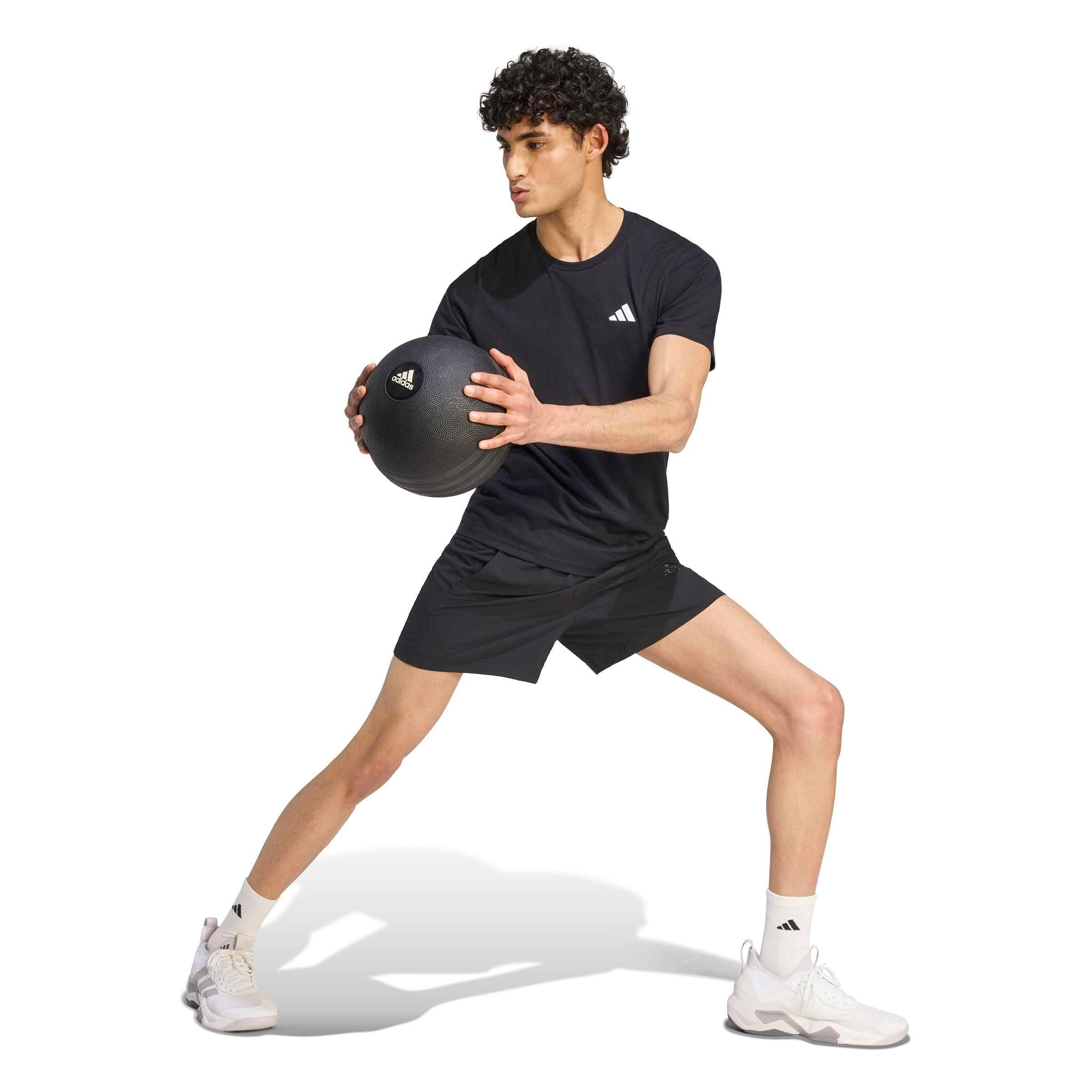 adidas Men's Train Essentials Feelready Training T-Shirt - Black/White - BLACK/WHITE Thumbnail View 5