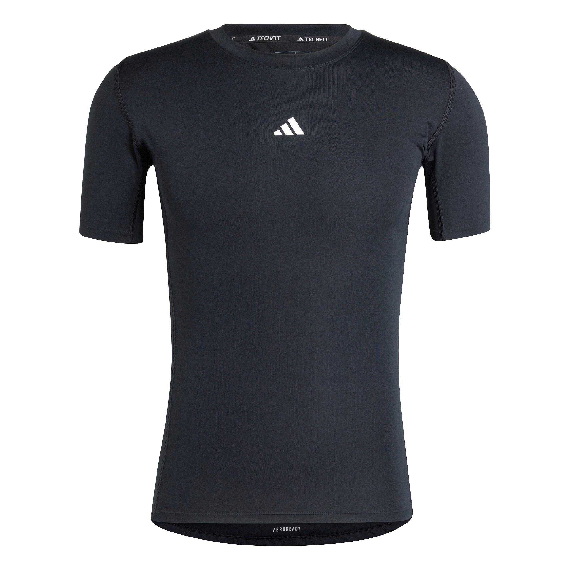 adidas Men's TECHFIT Compression Training T-Shirt - Black - BLACK Thumbnail View 6
