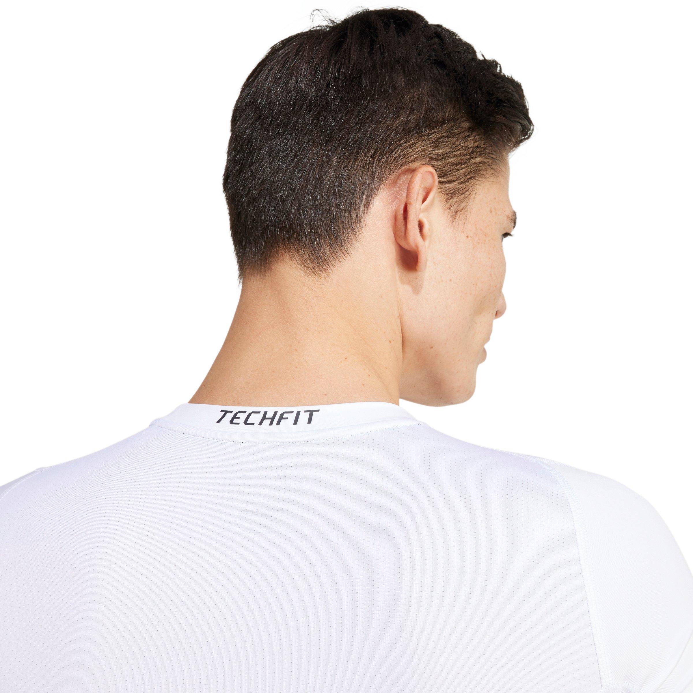 adidas Men's TECHFIT Compression Training T-Shirt - White - WHITE Thumbnail View 4