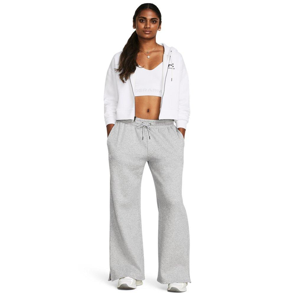 Under Armour Women's UA Icon Fleece Wide Leg Pants - Grey/White - GREY/WHITE Thumbnail View 4