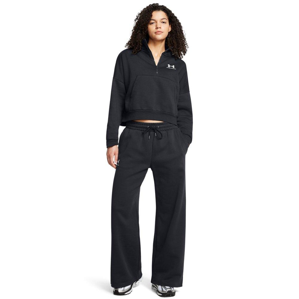 Under Armour Women's UA Icon Fleece Wide Leg Pants - Black/White - BLACK/WHITE Thumbnail View 4