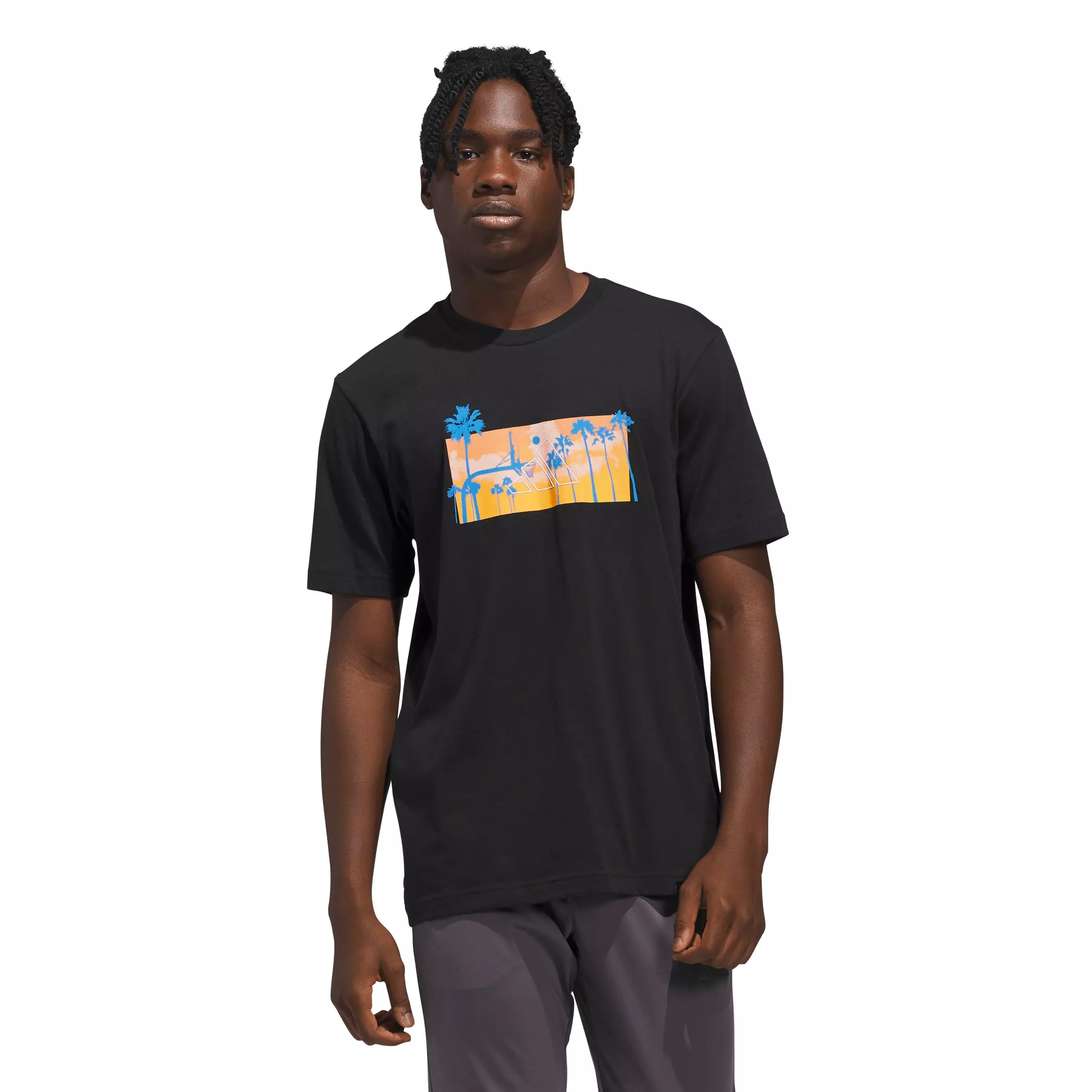 adidas Men's Summer Sunset Graphic T-Shirt - Black - BLACK