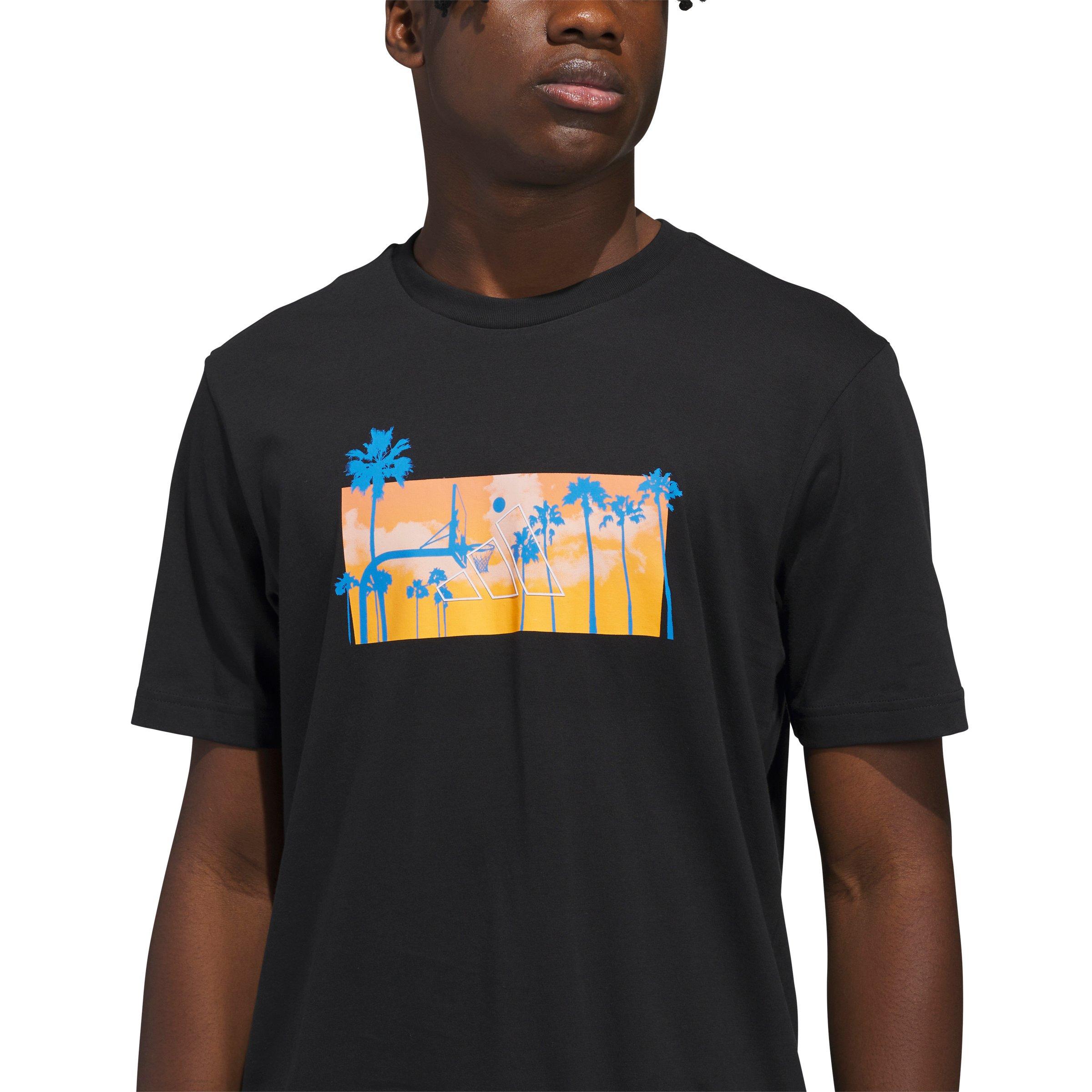 adidas Men's Summer Sunset Graphic T-Shirt - Black - BLACK Thumbnail View 3