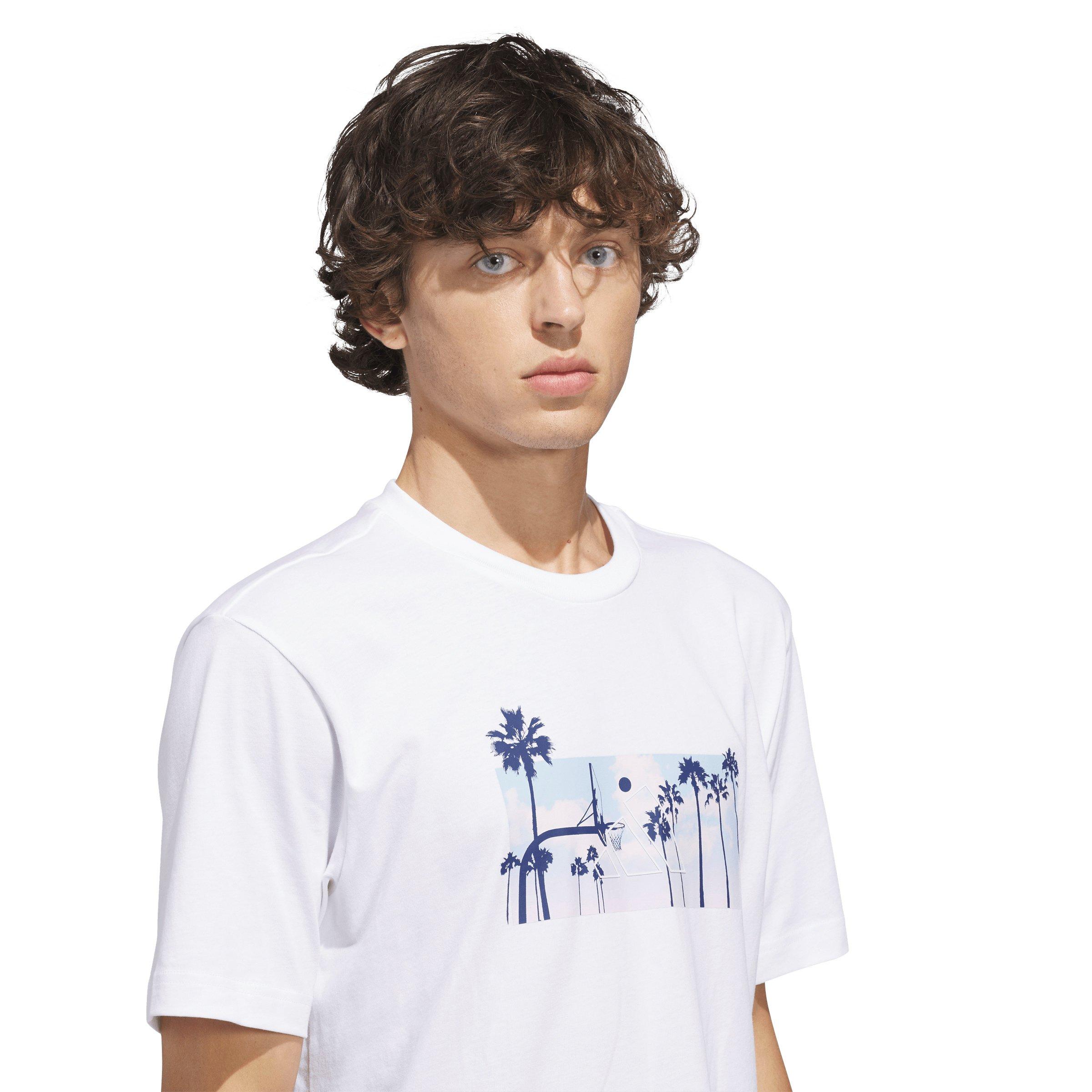 adidas Men's Summer Sunset Graphic T-Shirt - White - WHITE Thumbnail View 3